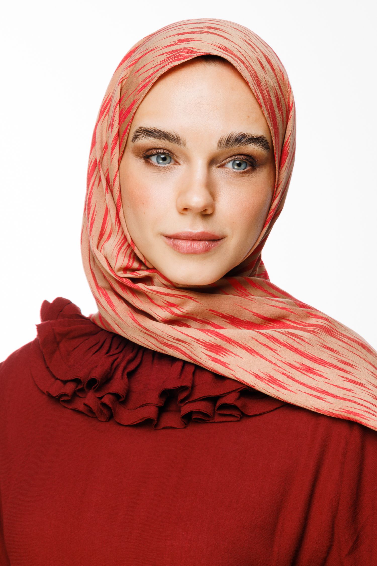 Marrakech Double Sided Shawl - Mink-Red