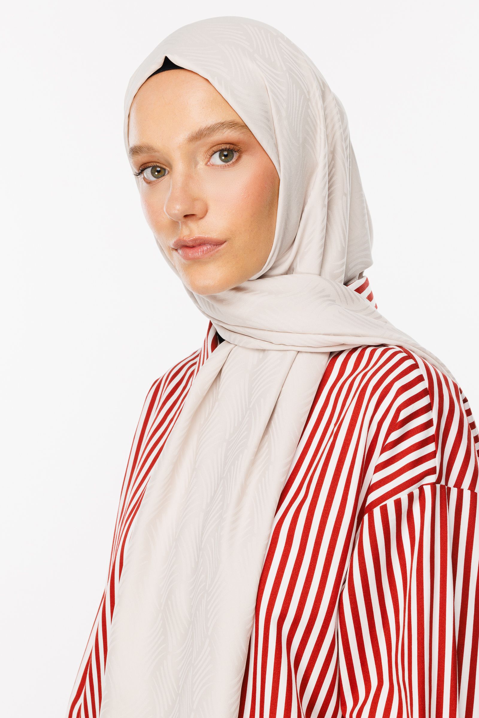 Aura Pattern Silk Jacquard Shawl - Stone Color