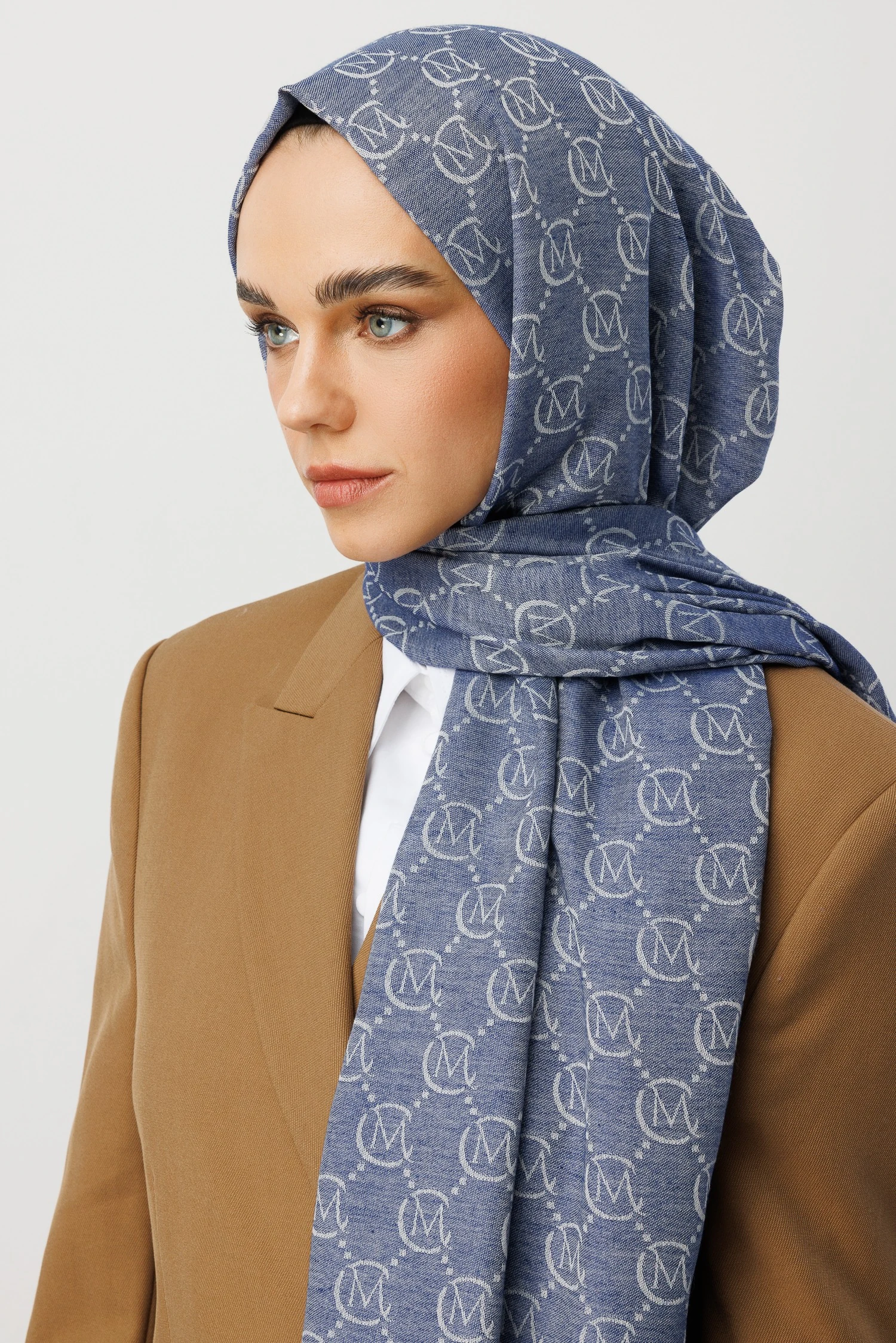 Yün İpek Şal - Gök Mavisi