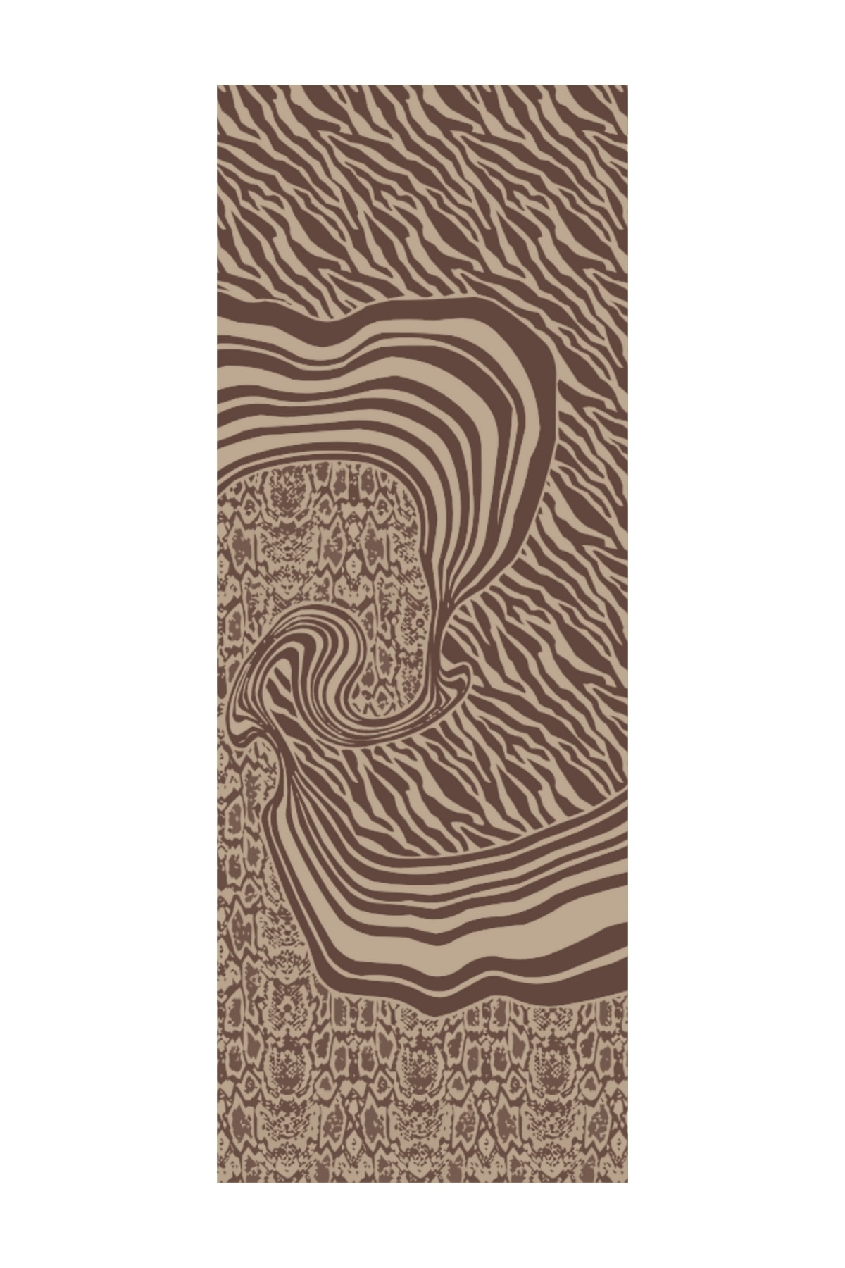 Riad-Pattern Reversible Shawl - Bitter Coffee-Beige