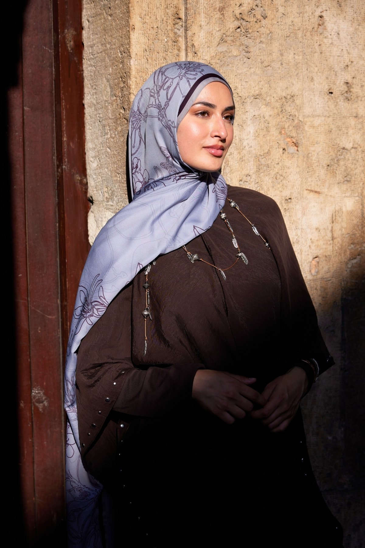 Yekta Desen Sakura İpek Şal - Dark Grey