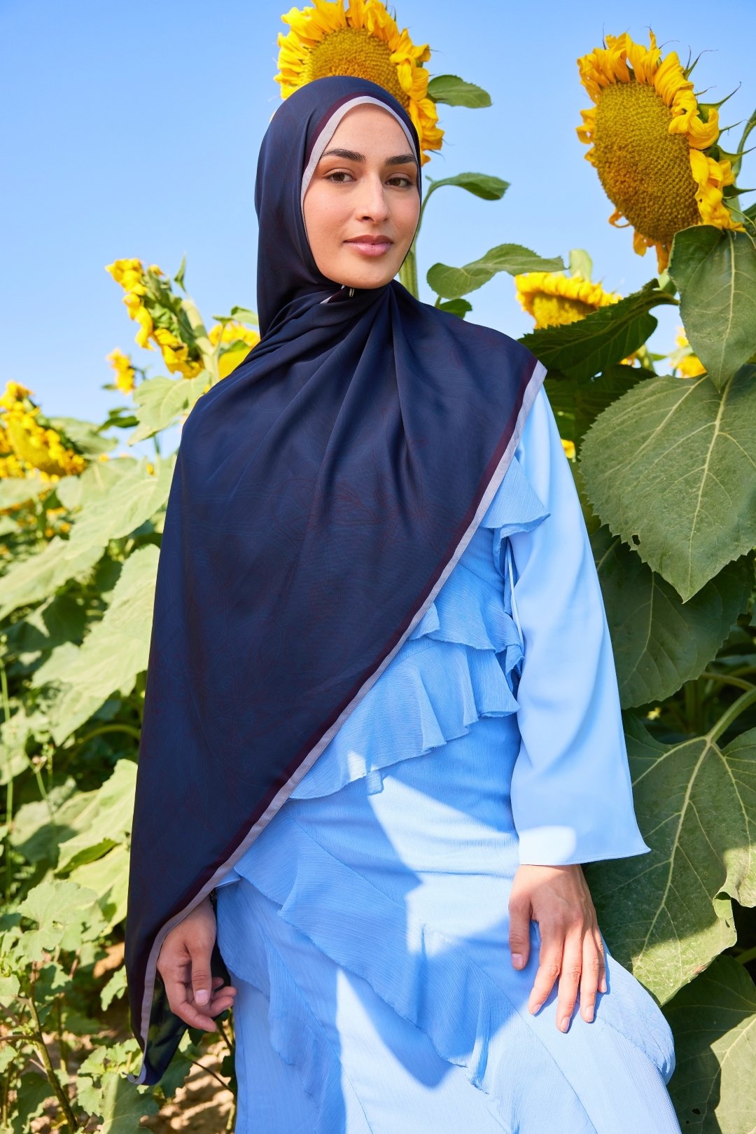 Yekta Desen Sakura İpek Şal - Dark Blue