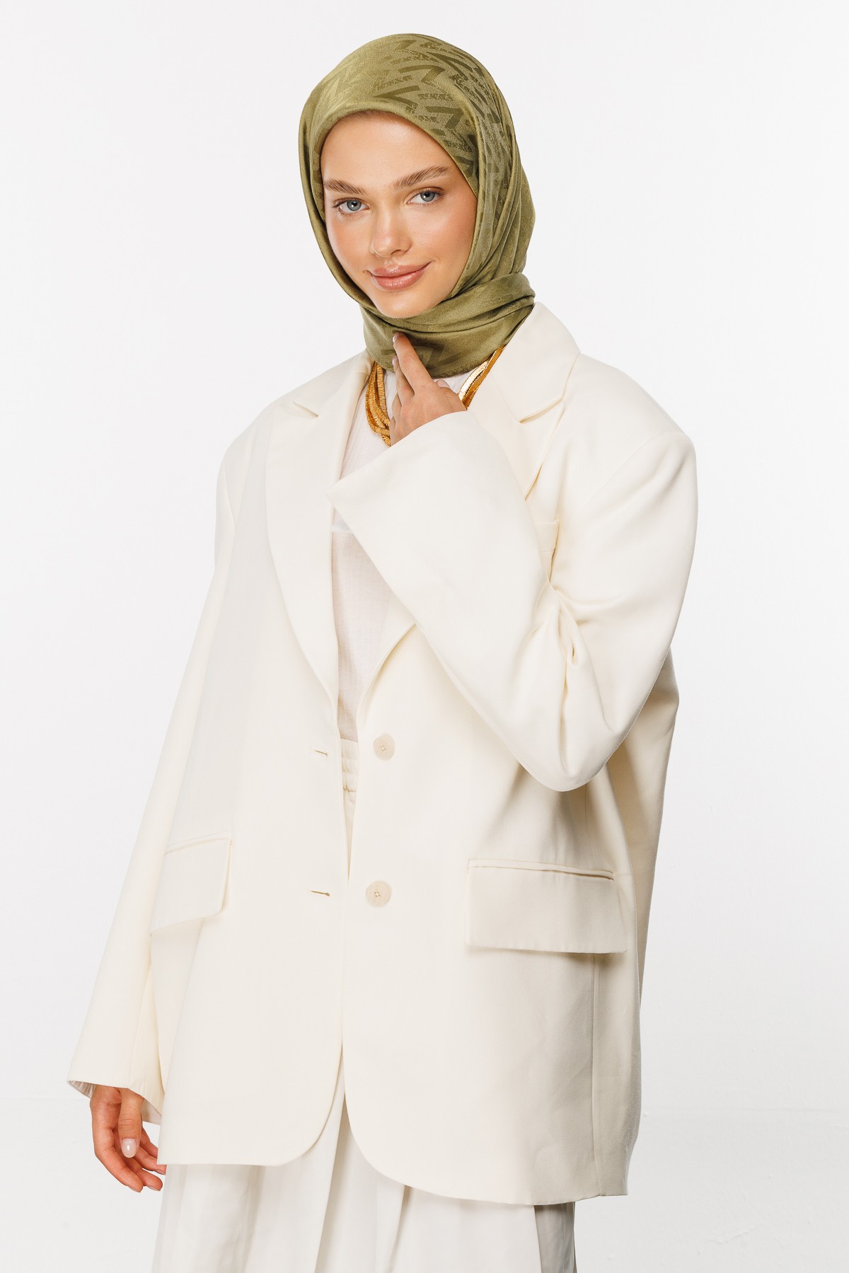 Nova Pattern Luxury Jacquard Scarf - Soft Green