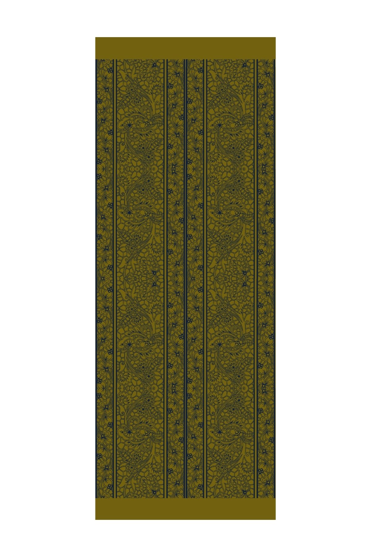 Lavin Pattern Double-Sided Shawl - Navy Blue-Oil Green