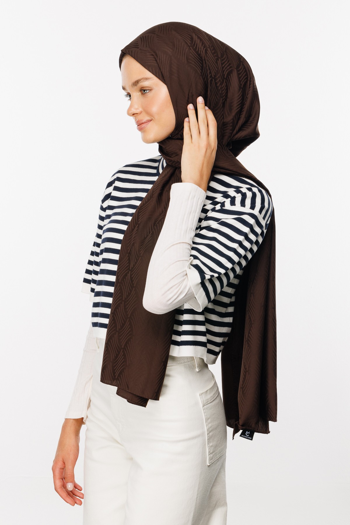 Aura Pattern Silk Jacquard Shawl - Bitter