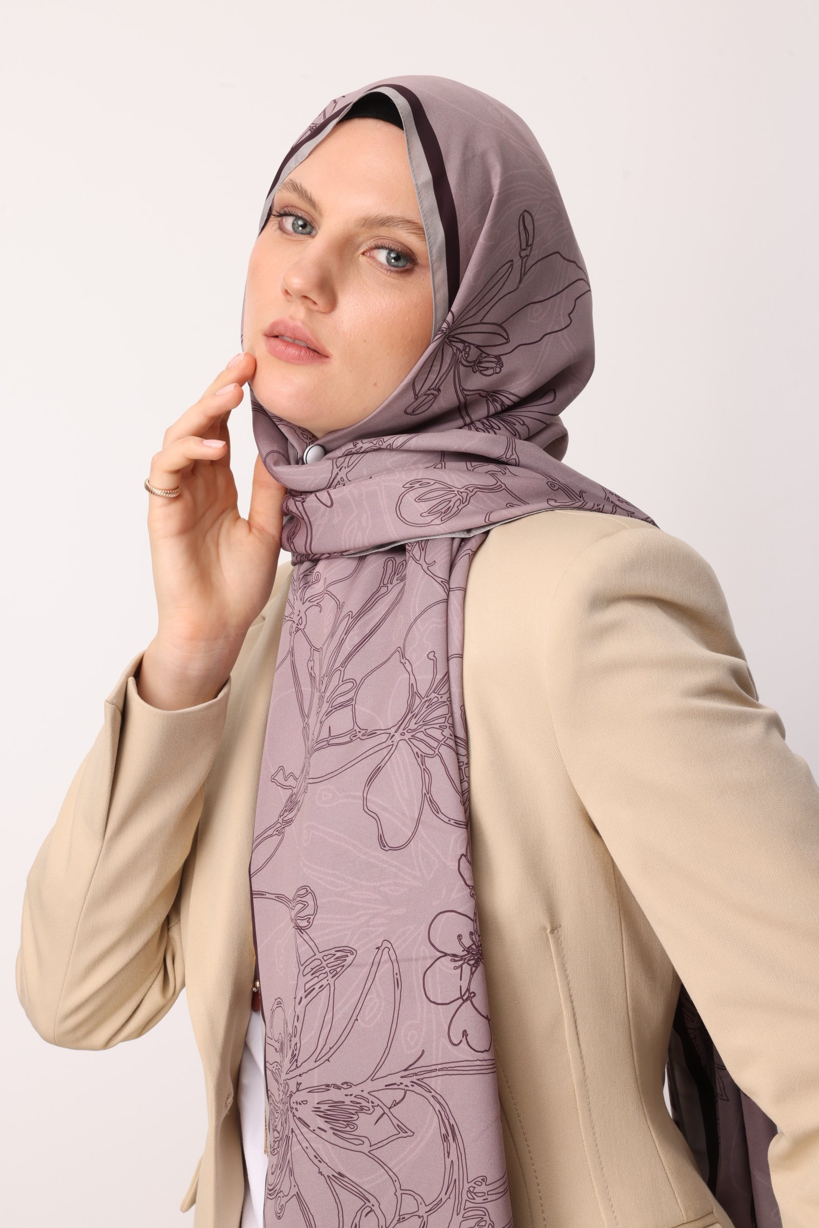 Yekta Desen Sakura İpek Şal - Pembe