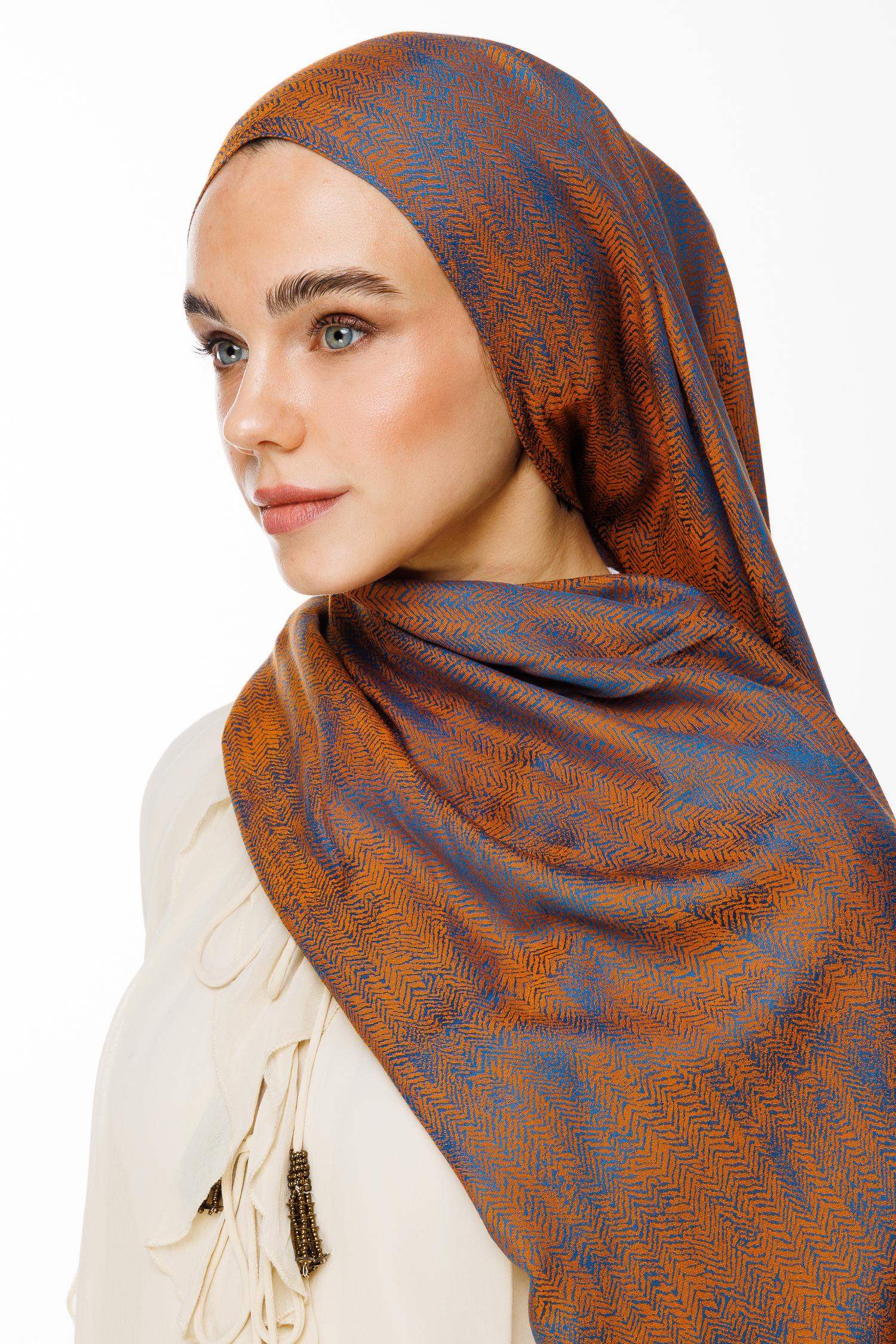 Marrakech Double Sided Shawl - Petrol Blue-Orange