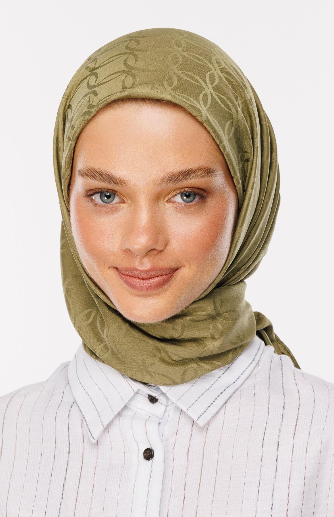 London Pattern Silky Jacquard Scarf - Soft Green