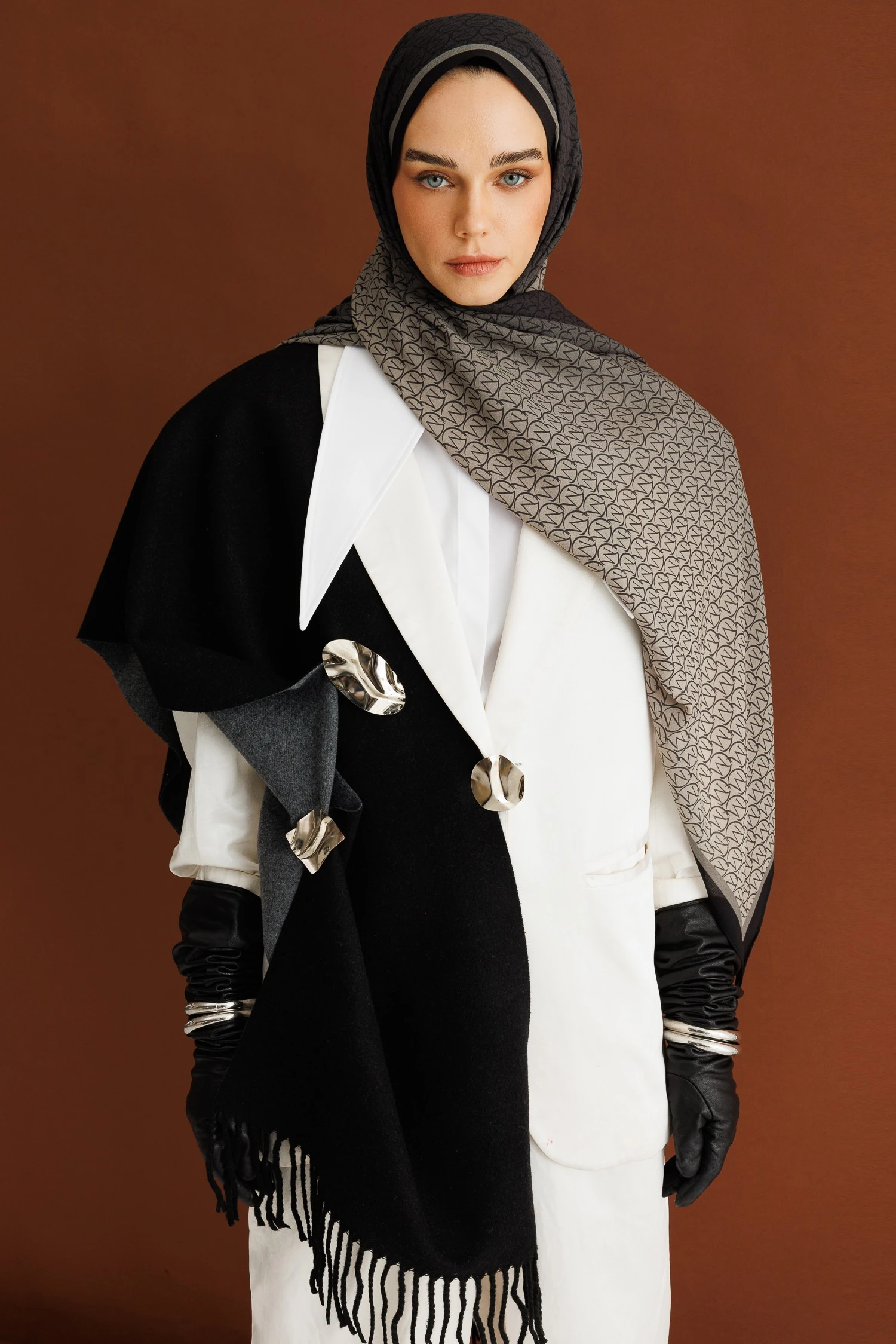 Monogram Hebei Silk Shawl - Black