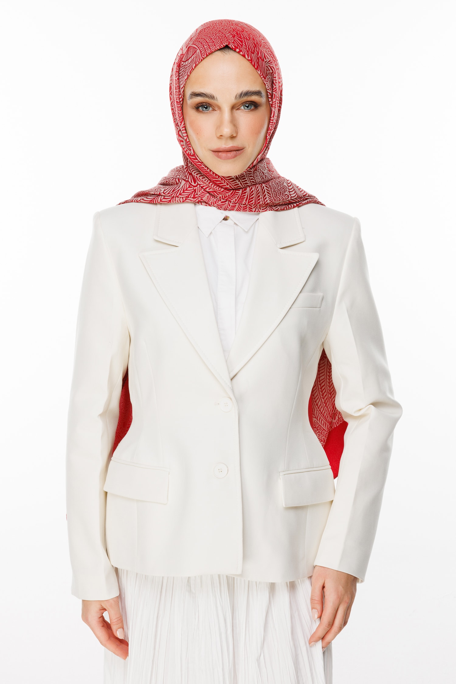 Mayra Desen Çift Taraflı Şal - Bordo-Mint Yeşili