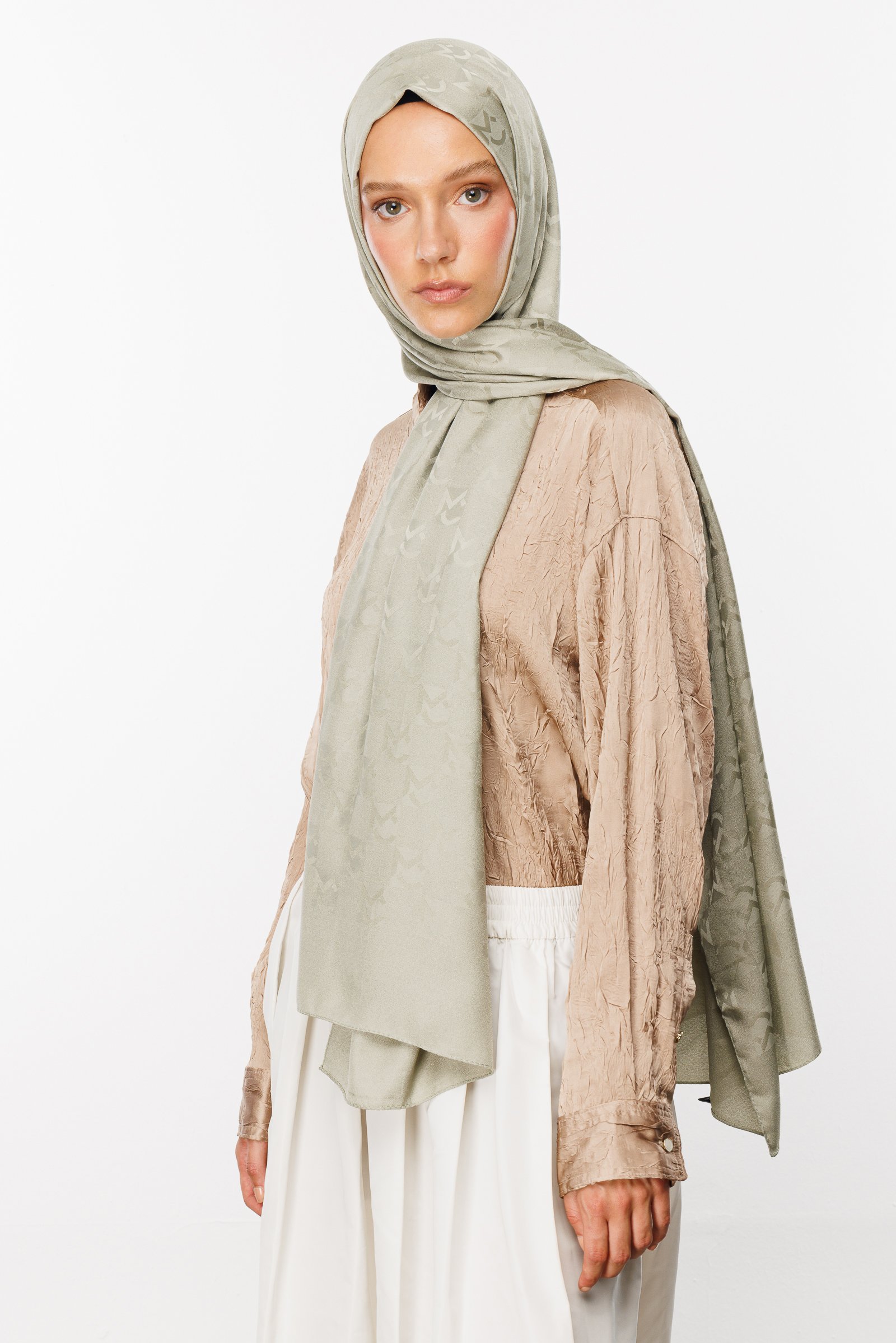 MC Pattern Jacquard Shawl - Sage