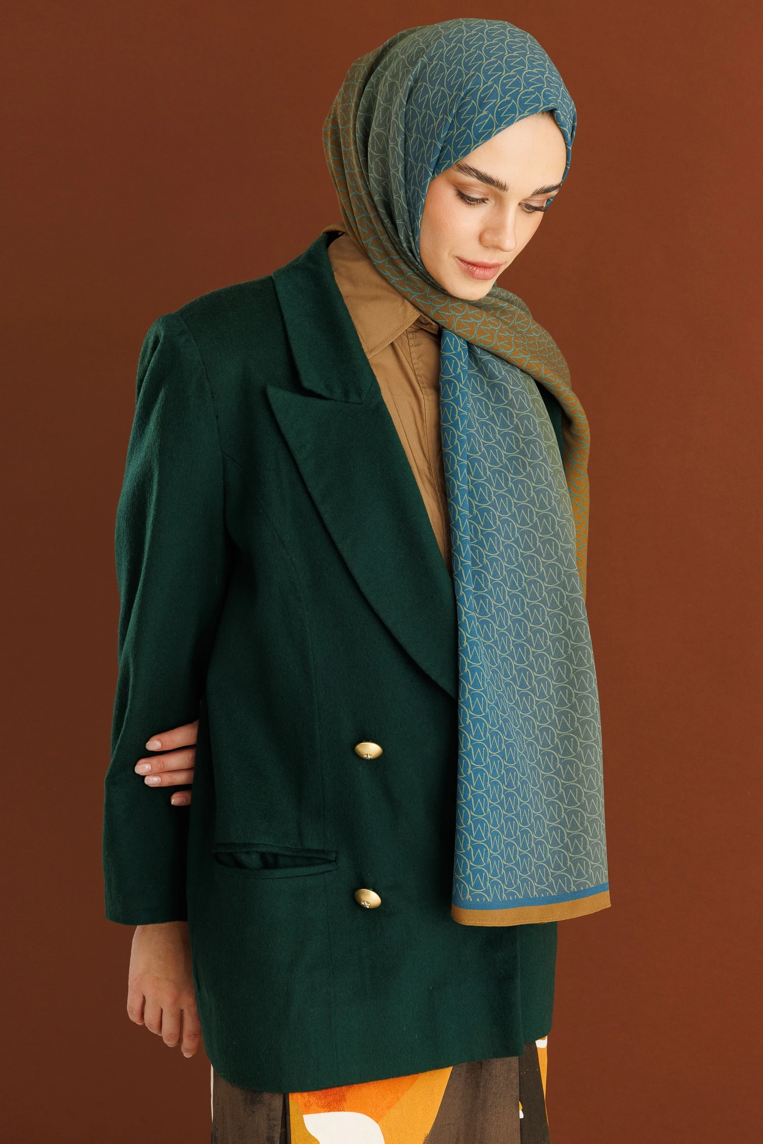 Monogram Hebei Silk Shawl - Saffron