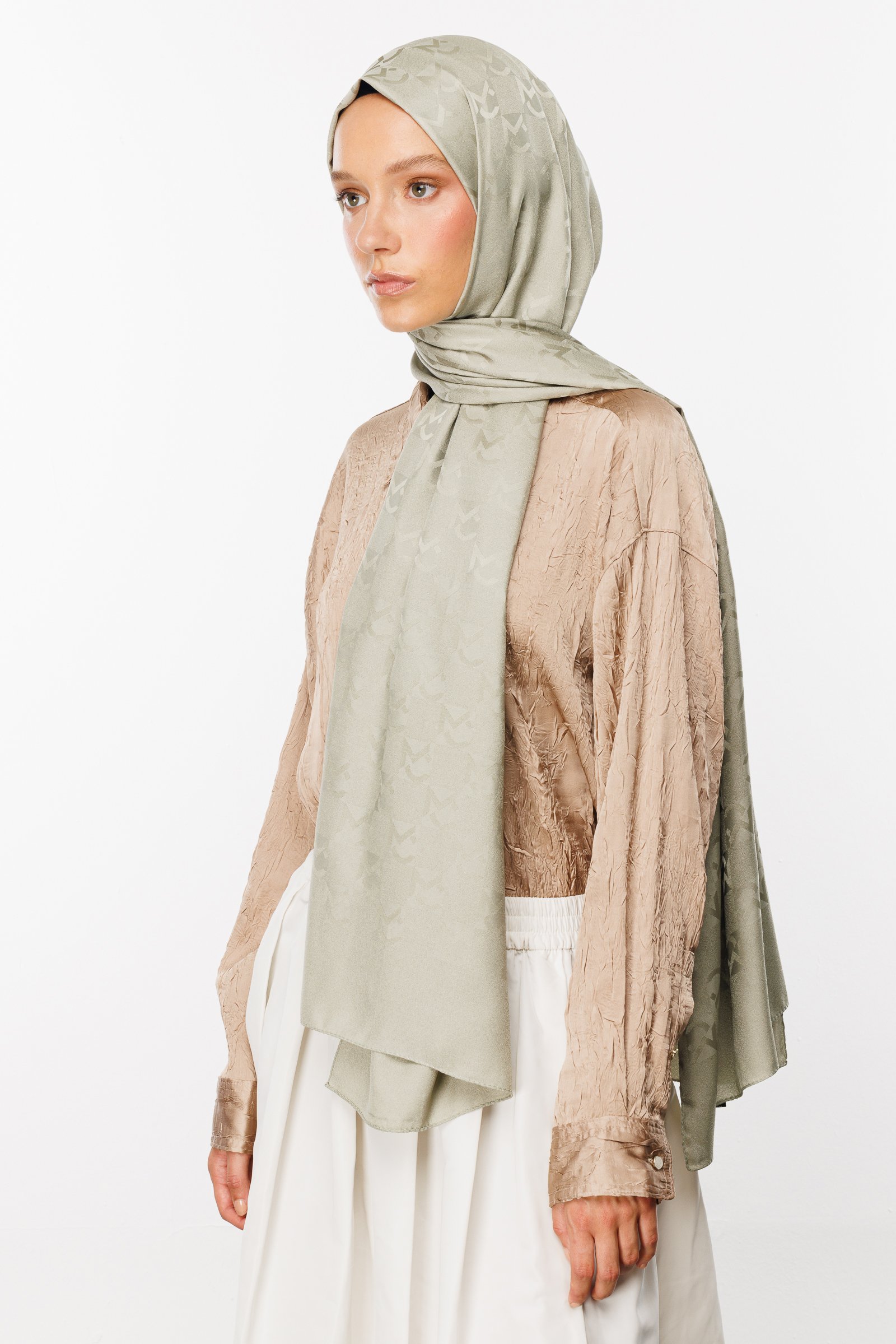 MC Pattern Jacquard Shawl - Sage