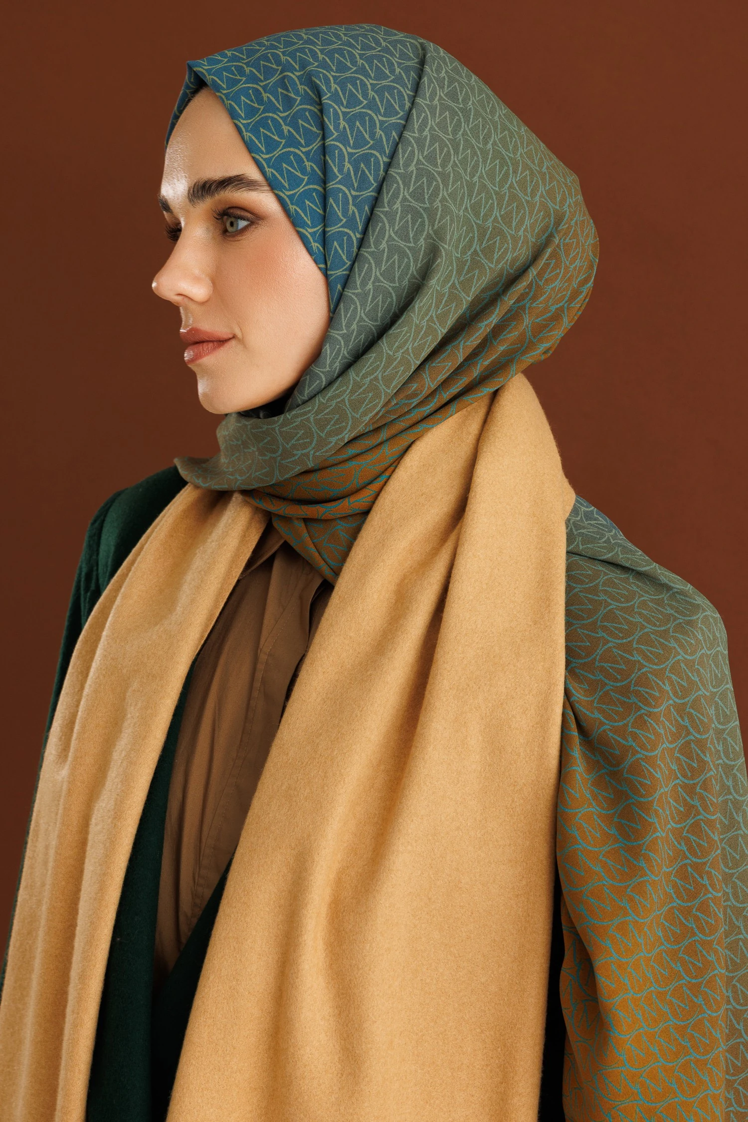 Monogram Hebei Silk Shawl - Saffron