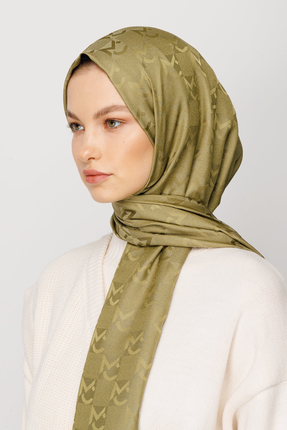 MC Pattern Jacquard Shawl - Soft Green