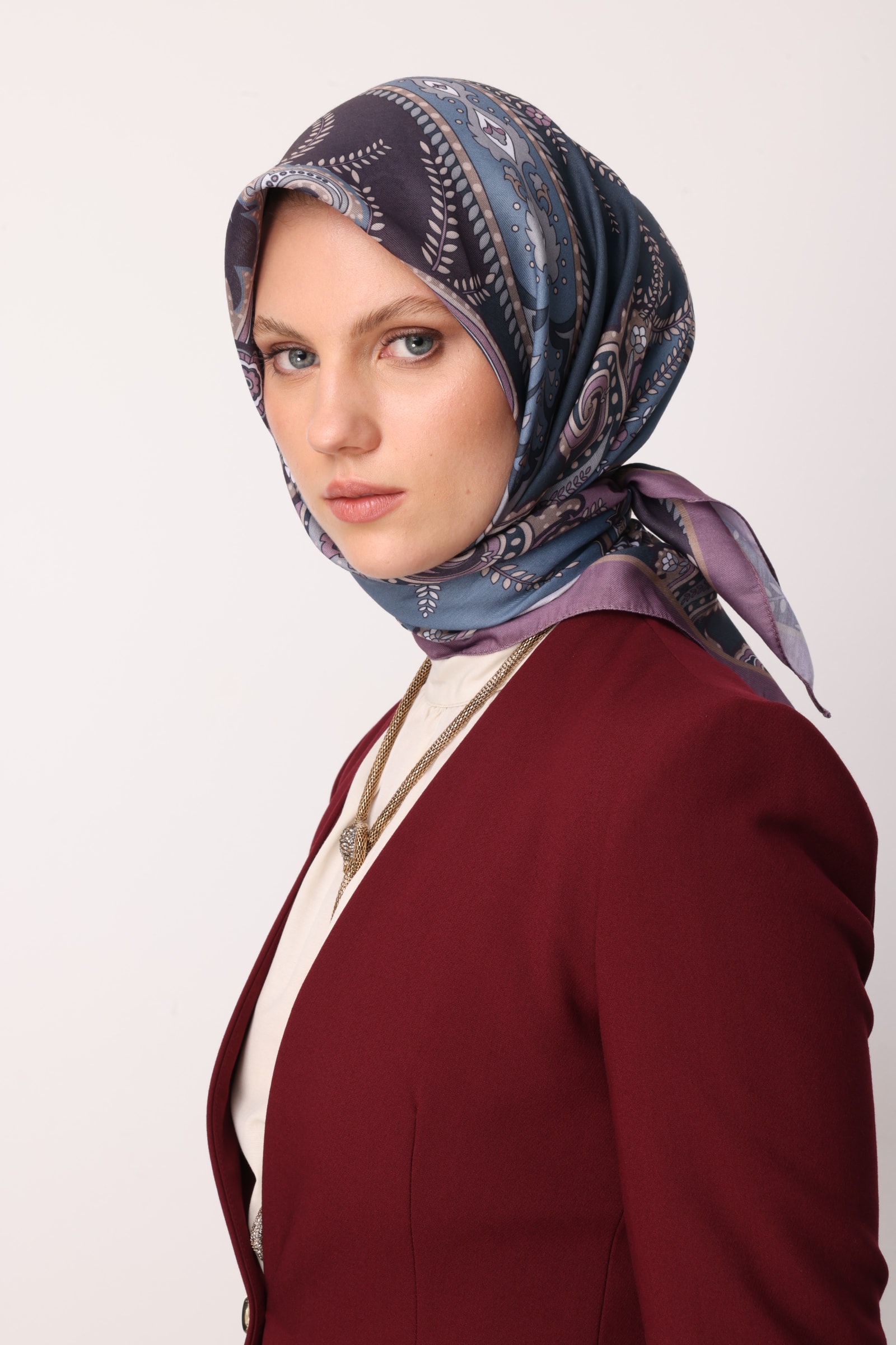 Patterned Cotton Scarf - Lavender