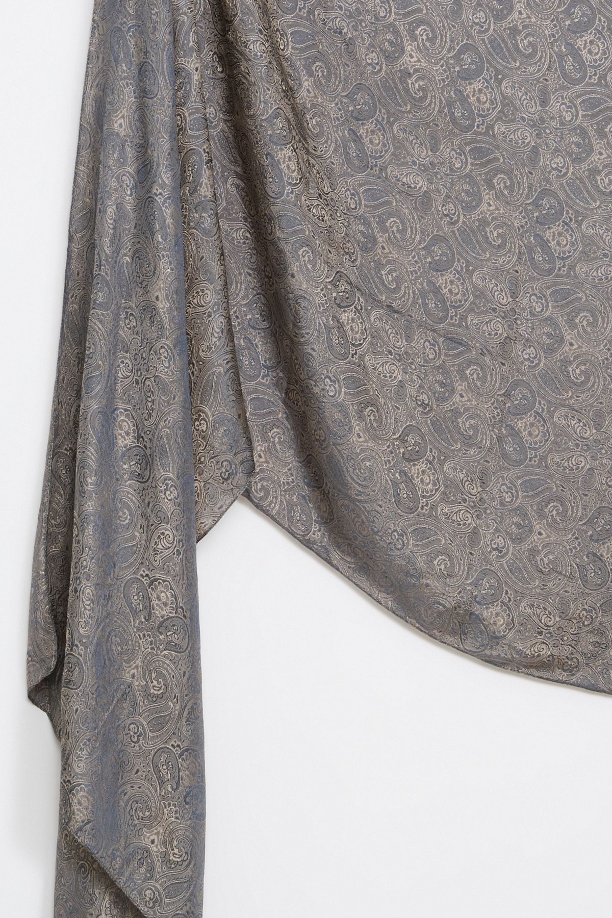 Moren Pattern Shine Line Shawl - Petrol Blue-Beige