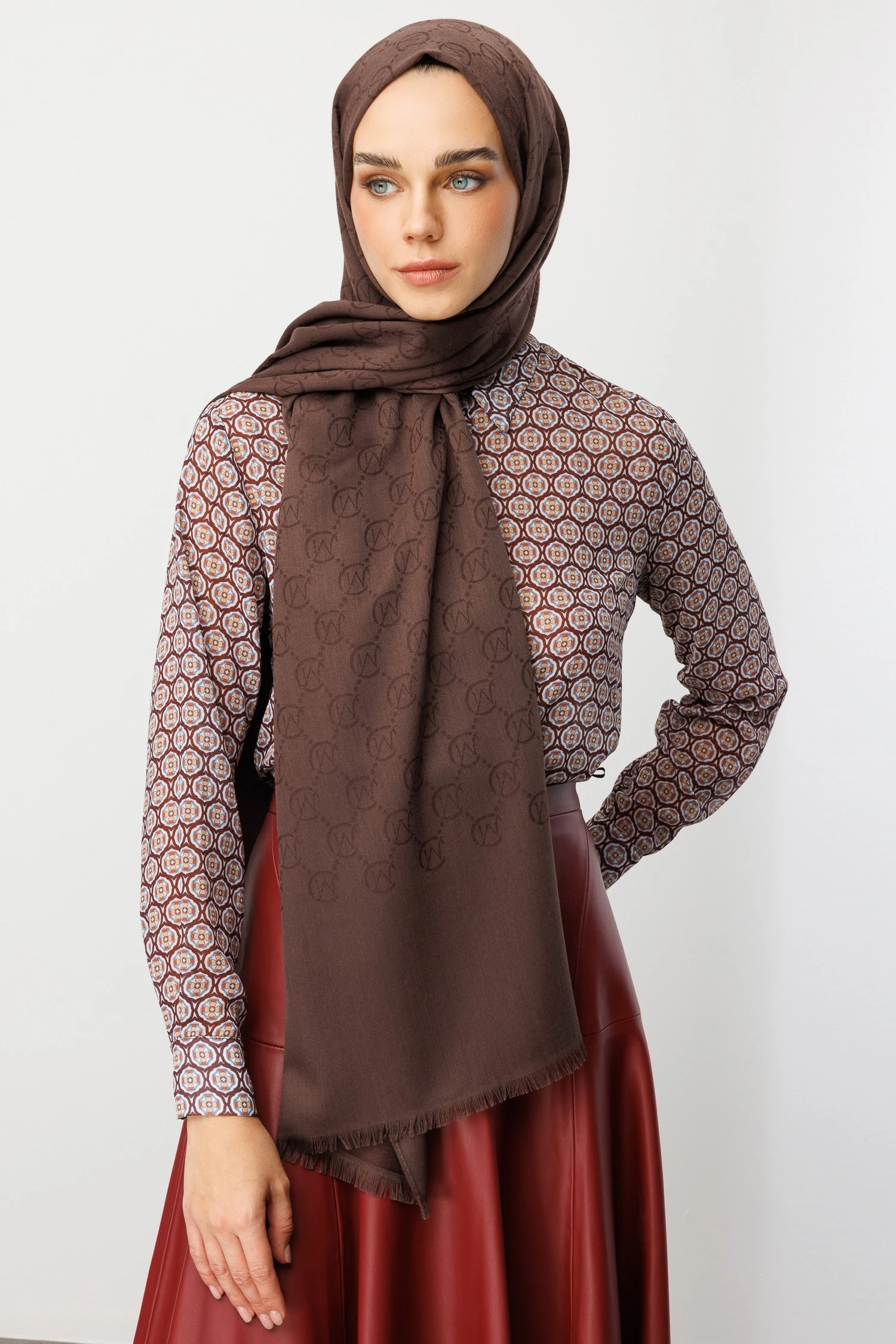 Wool Silk Shawl - Kahve