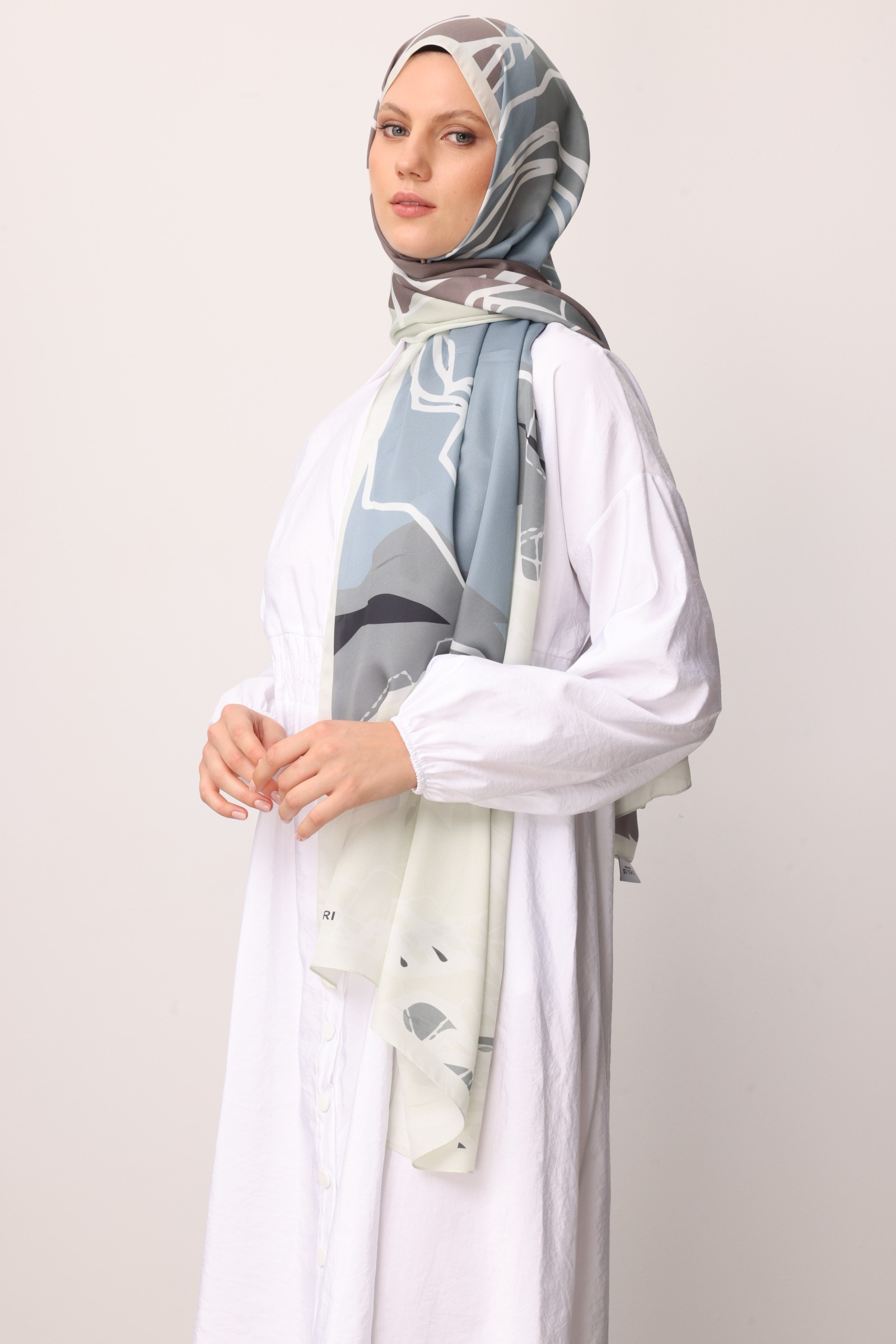 Turna Desen Sakura İpek Şal - Sarı