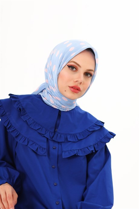 Bebek Mavisi Moon Desen Pilise Eşarp