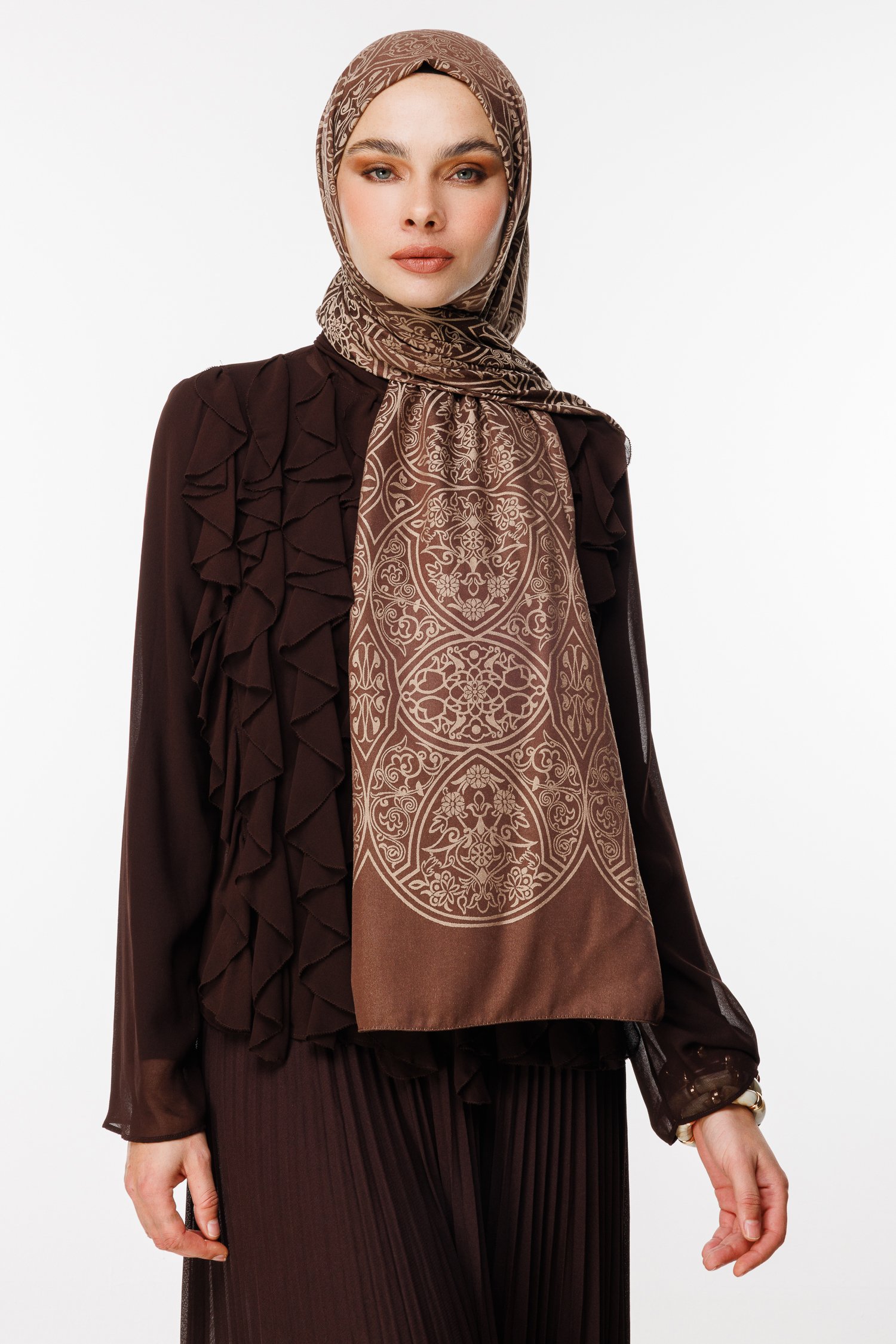 Marrakech Double Sided Shawl - Bitter Coffee-Beige