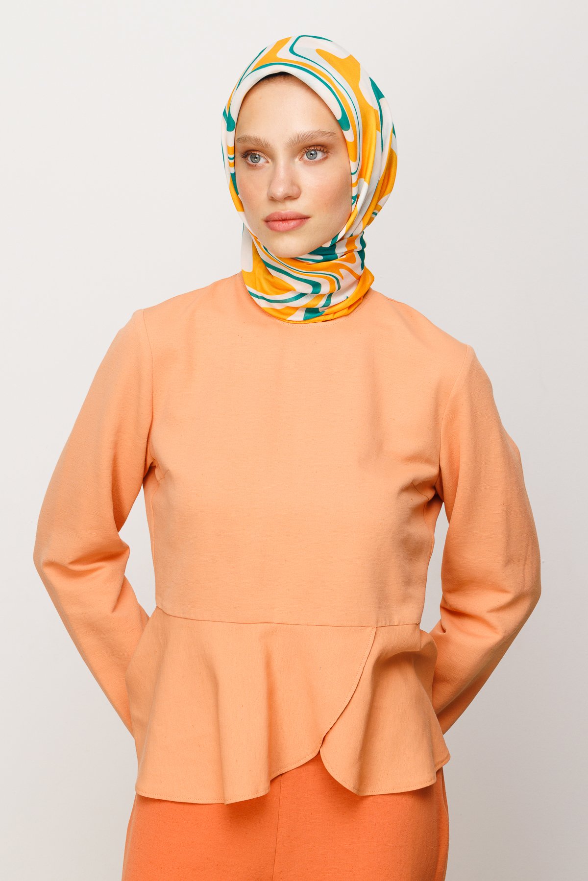 Mira Desen Dijital Soft Eşarp - Kayısı