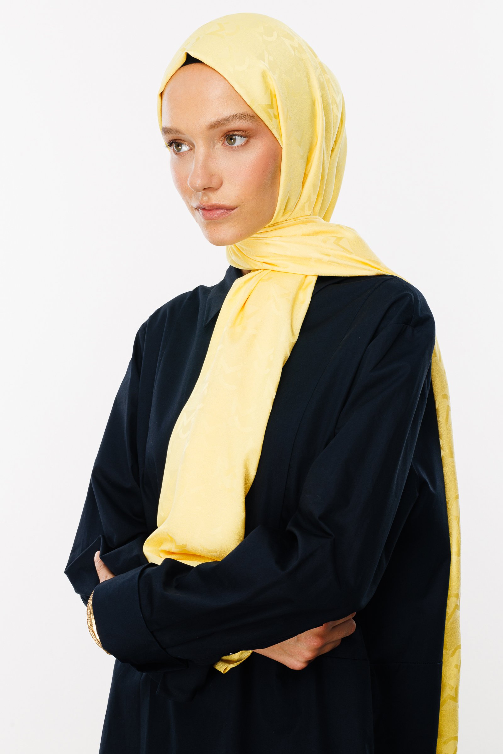 MC Pattern Jacquard Shawl - Yellow