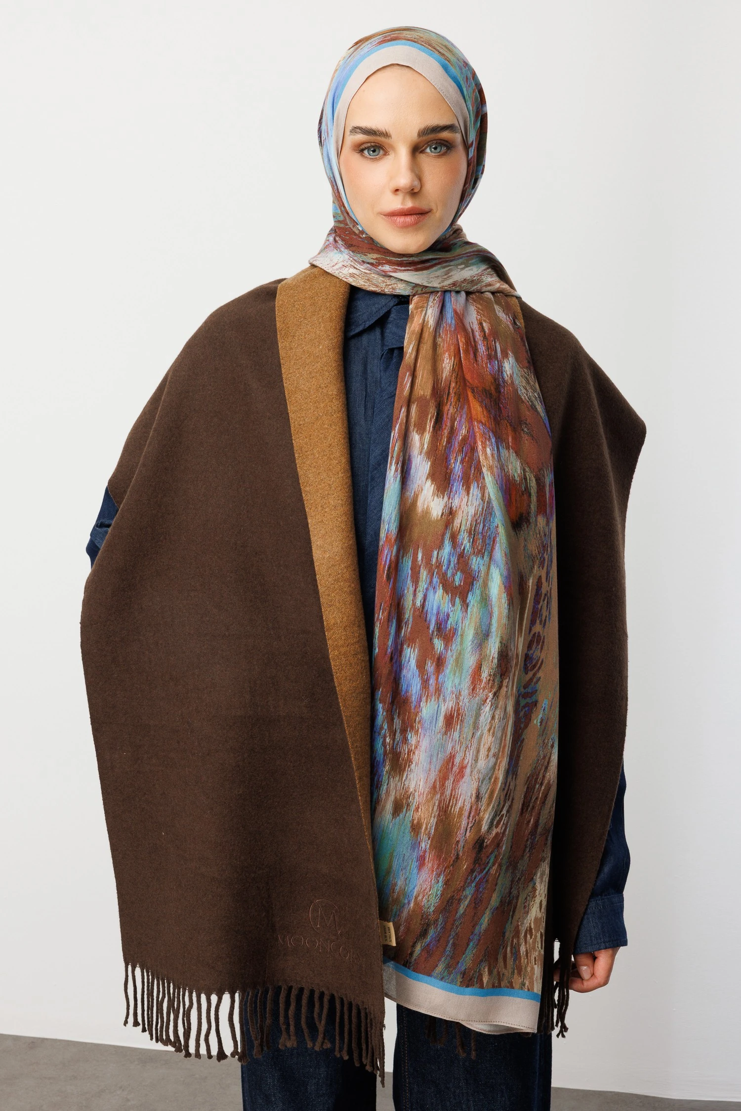 Leopar Desen Rami Şal - Blue