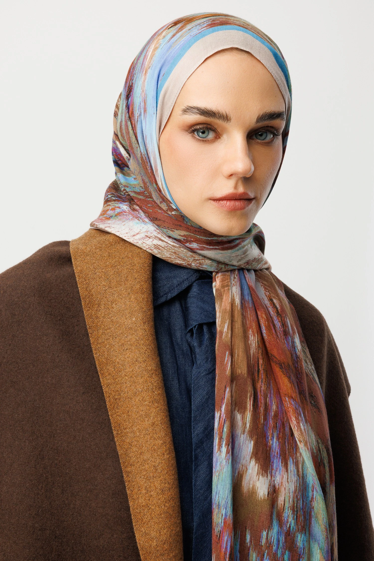 Leopar Desen Rami Şal - Blue