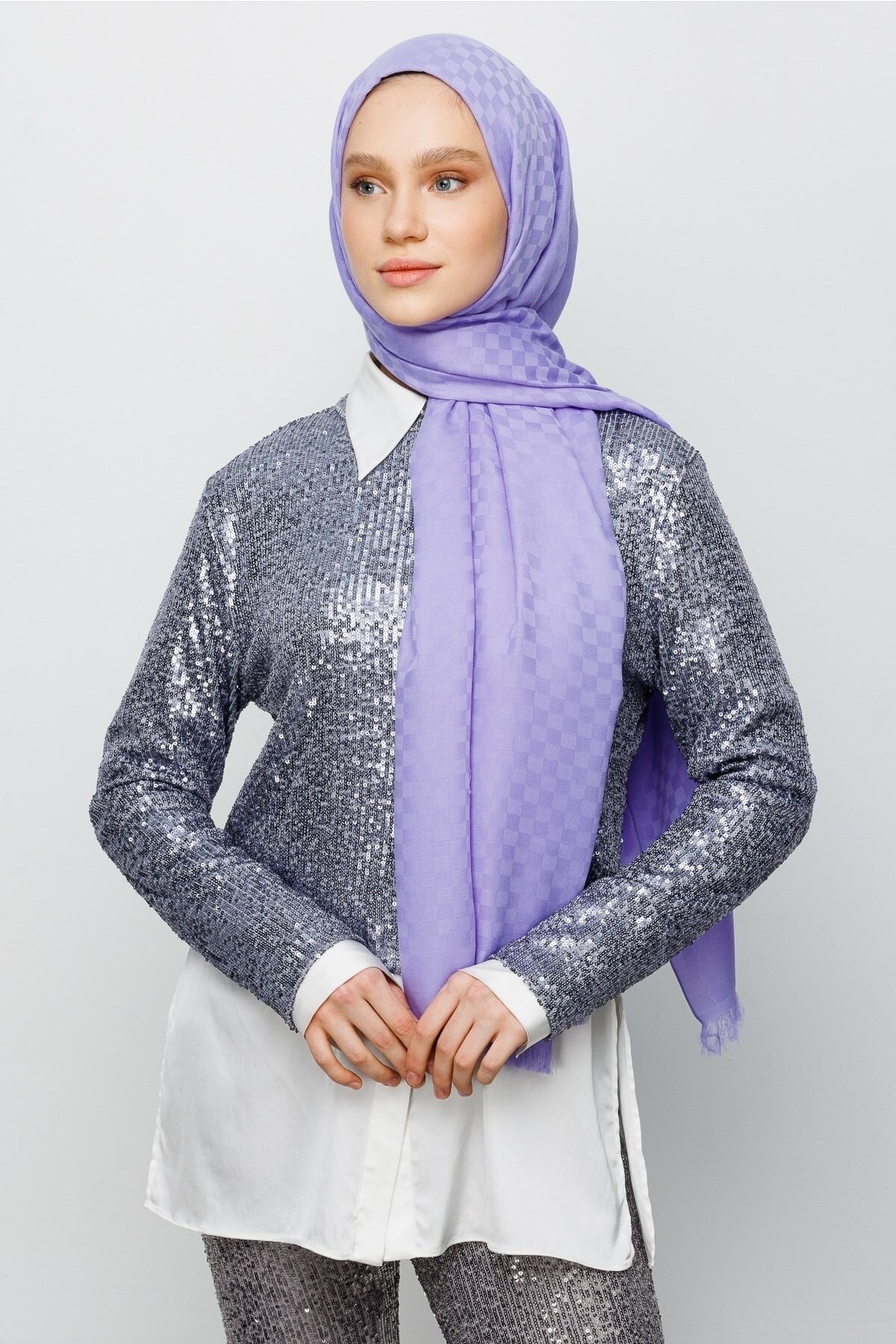 Square Pattern Cotton Jacquard Hijab