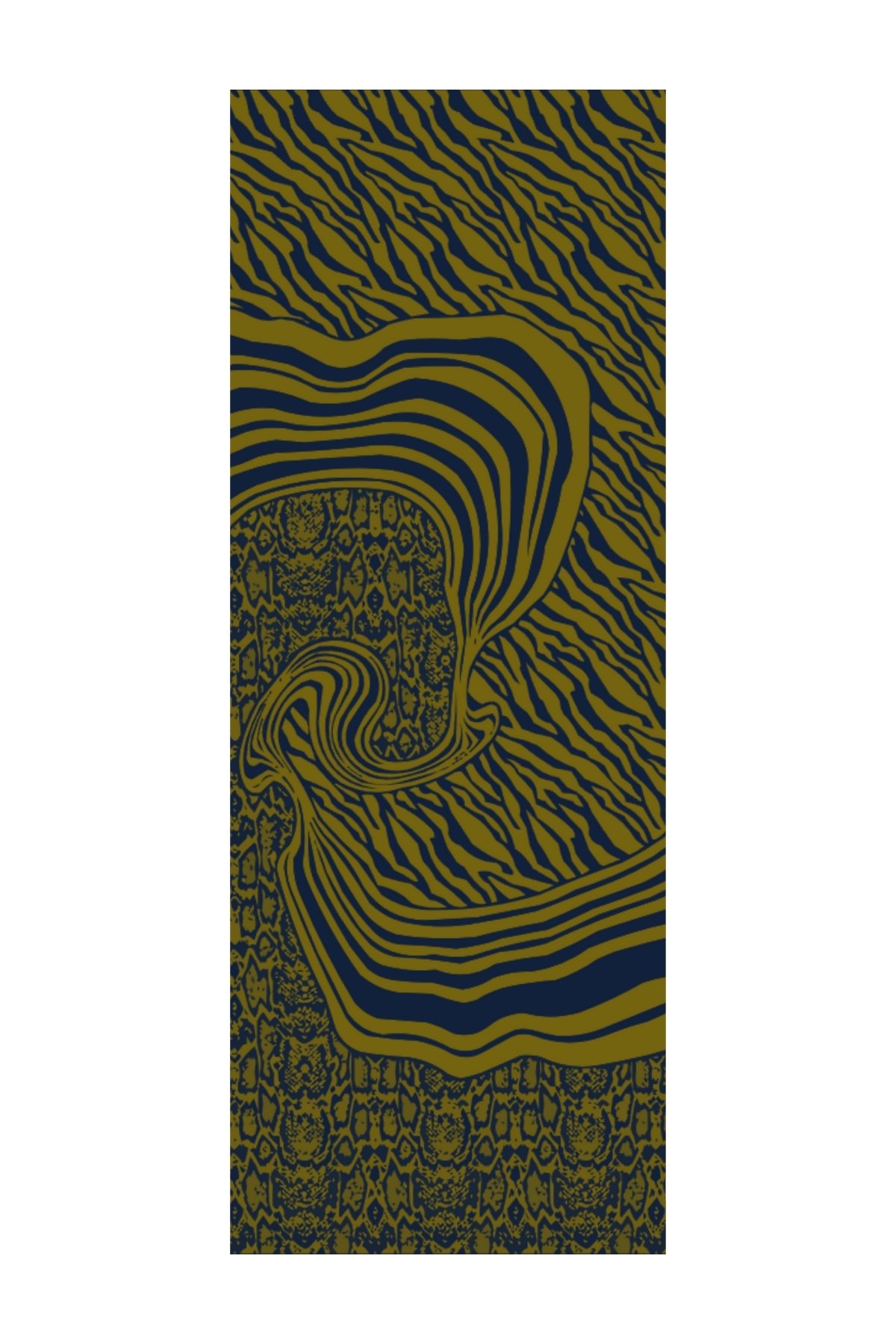 Marrakech Double Sided Shawl - Navy Blue-Oil Green