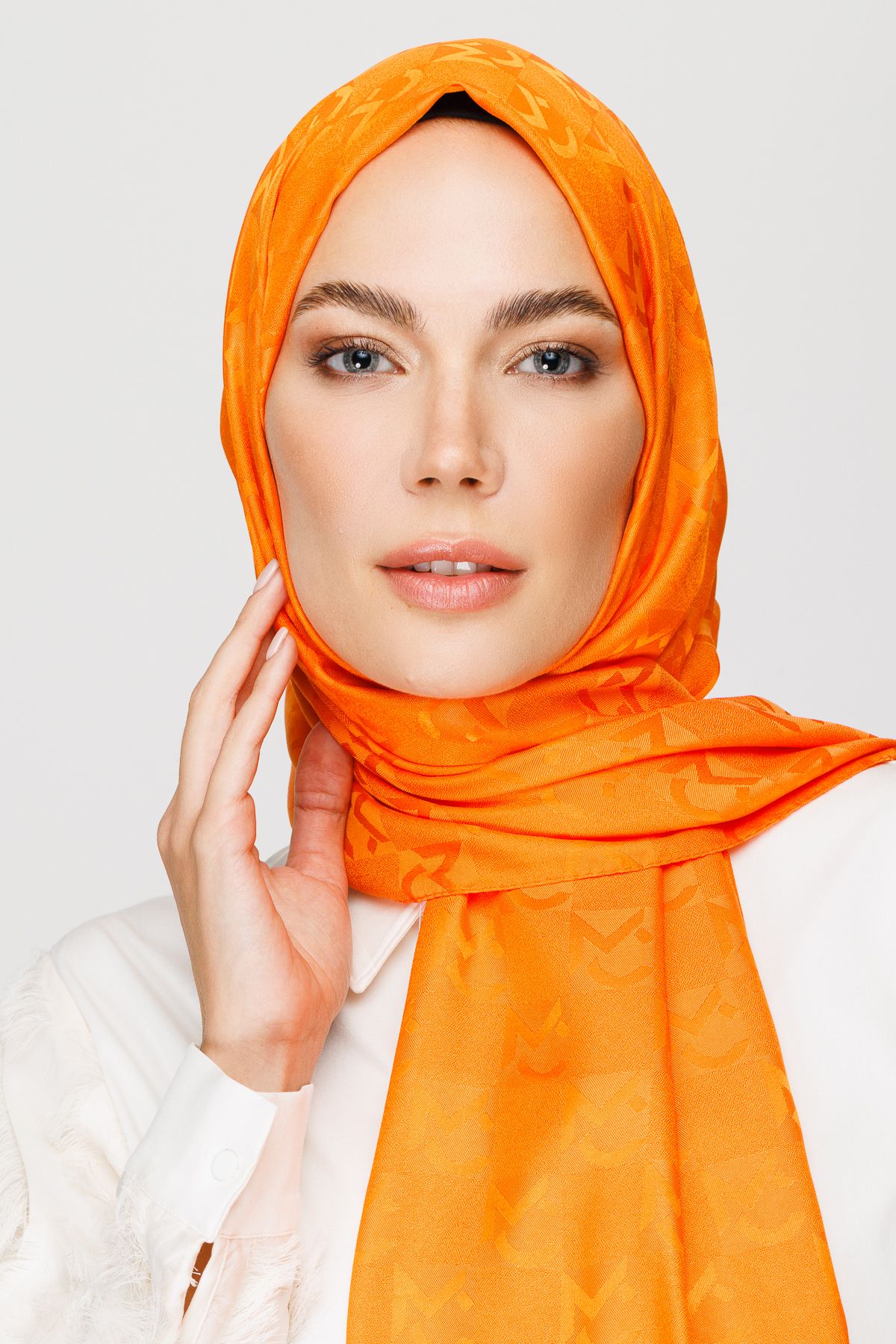 MC Pattern Jacquard Shawl - Turuncu