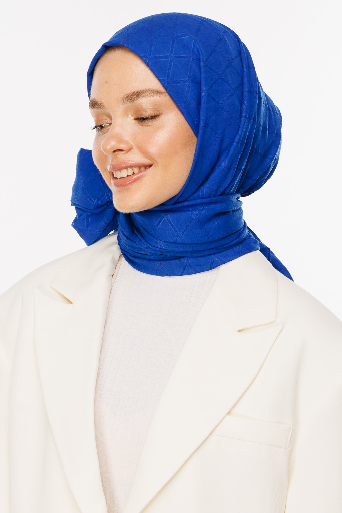 Bamboo Jacquard Shawl - Sax Blue