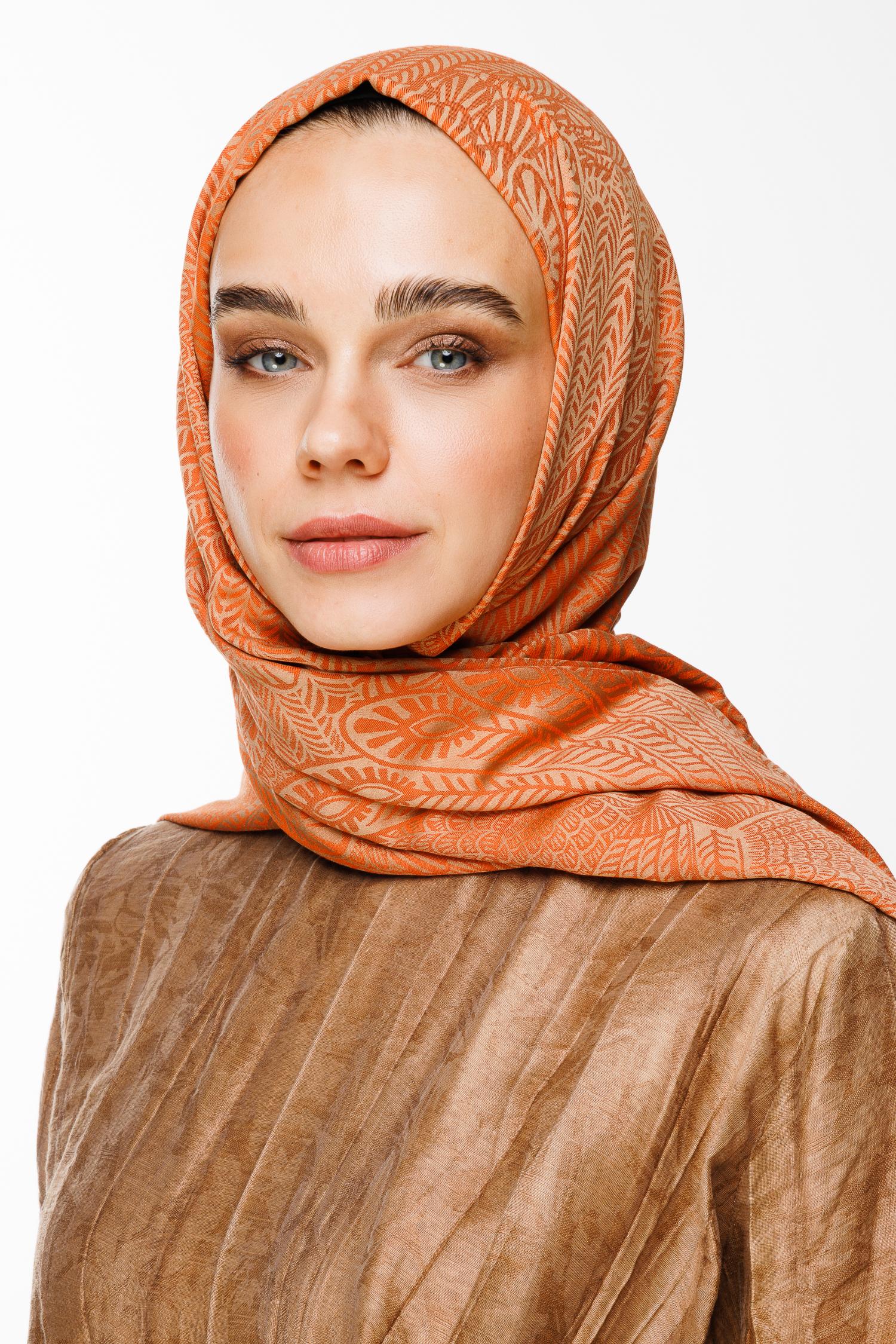 Mayra Pattern Double-Sided Shawl - Cinnamon-Beige
