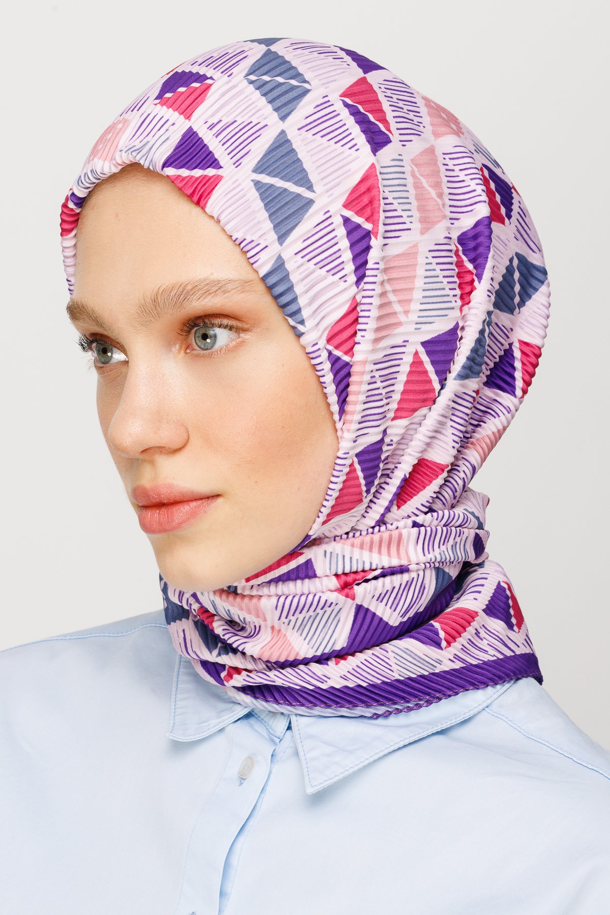 Prism Pattern Pleated Scarf - Lavender