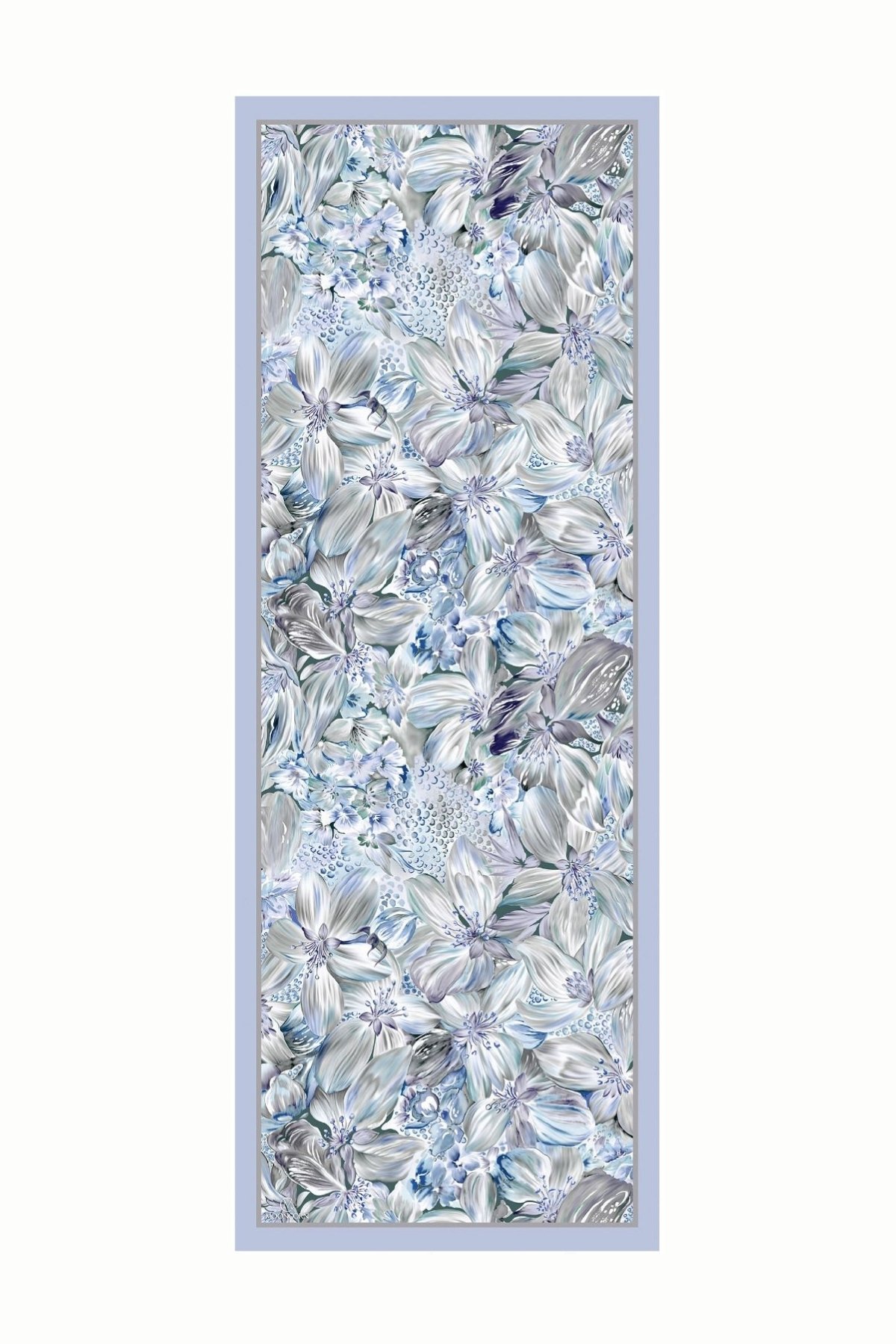 Larin Patterned Cotton Shawl - Ice Blue