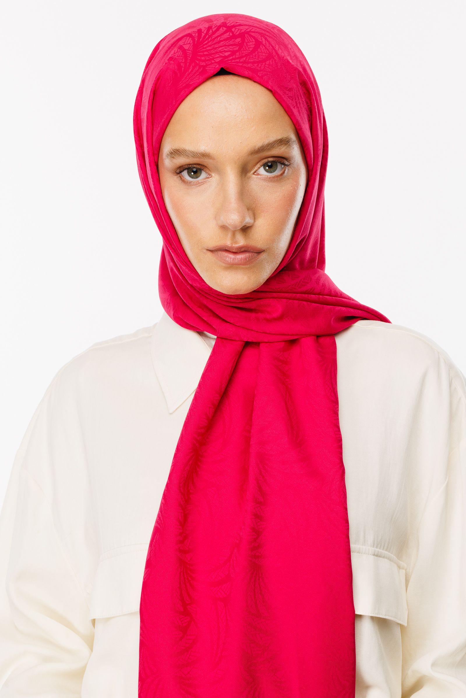 Artemis Pattern Silk Jacquard Shawl - Fuchsia