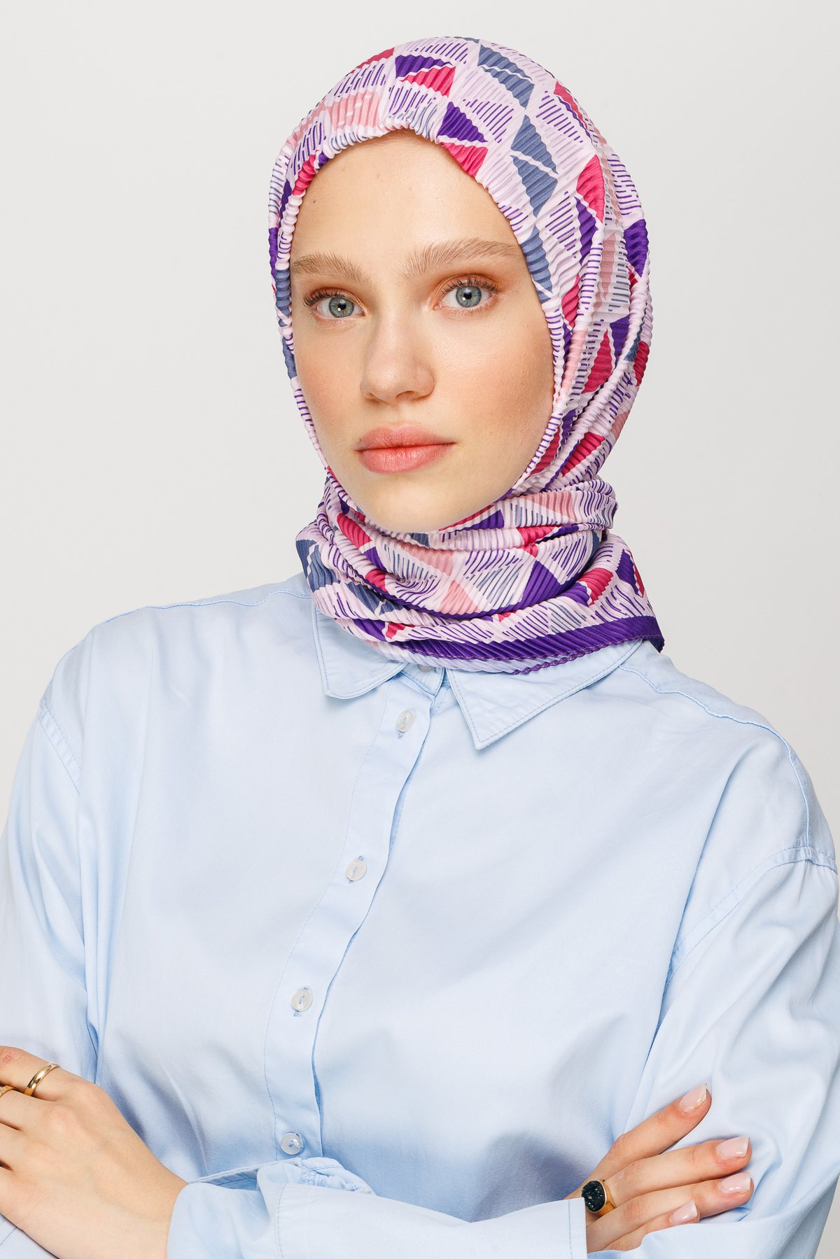 Prism Pattern Pleated Scarf - Lavender
