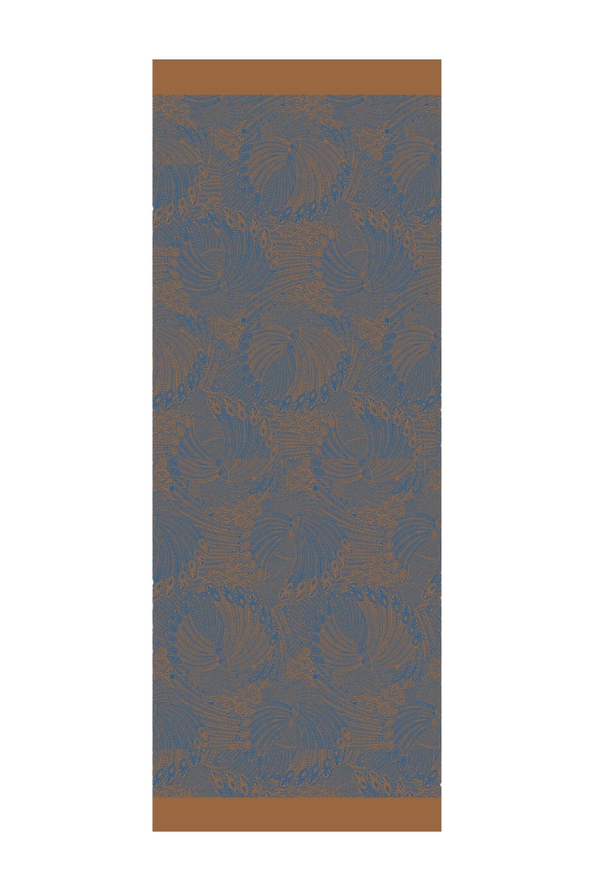 Mayra Pattern Double-Sided Shawl - Petrol Blue-Orange