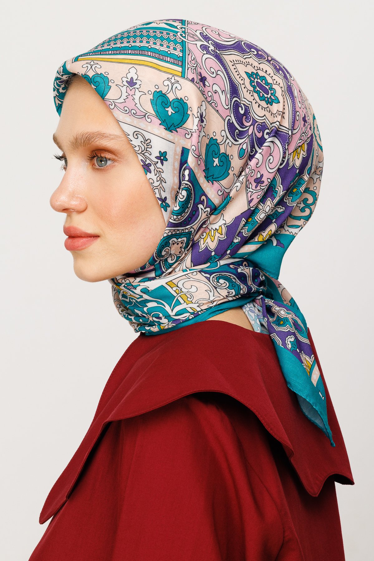 40 Patch Pattern Digital Soft Scarf - Turquoise
