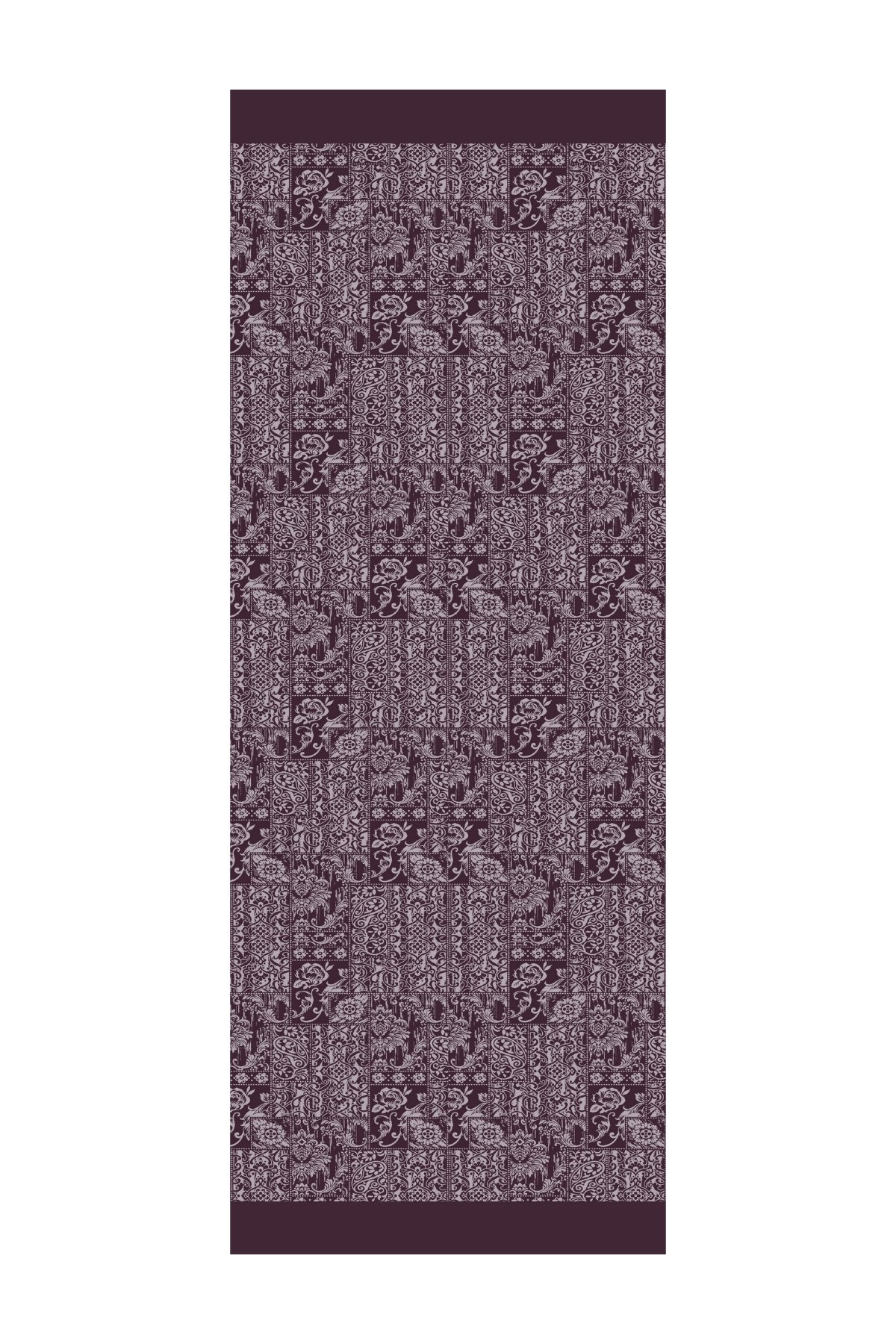 Henna Pattern Double-Sided Shawl - Purple-Gray