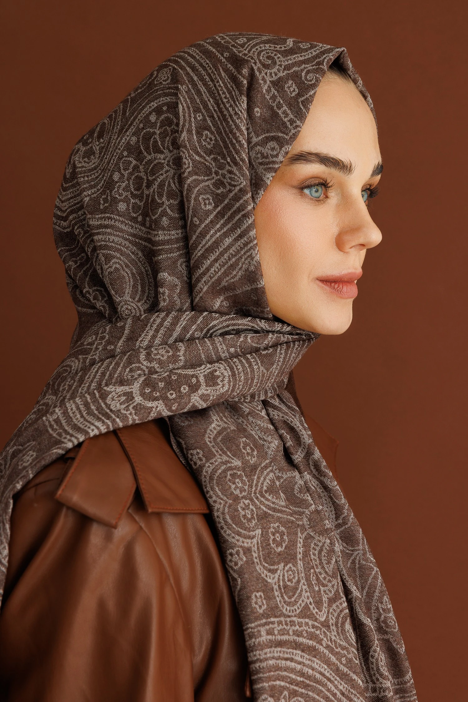 Rumi Desen Yün Kaşmir Şal - Bitter Coffee