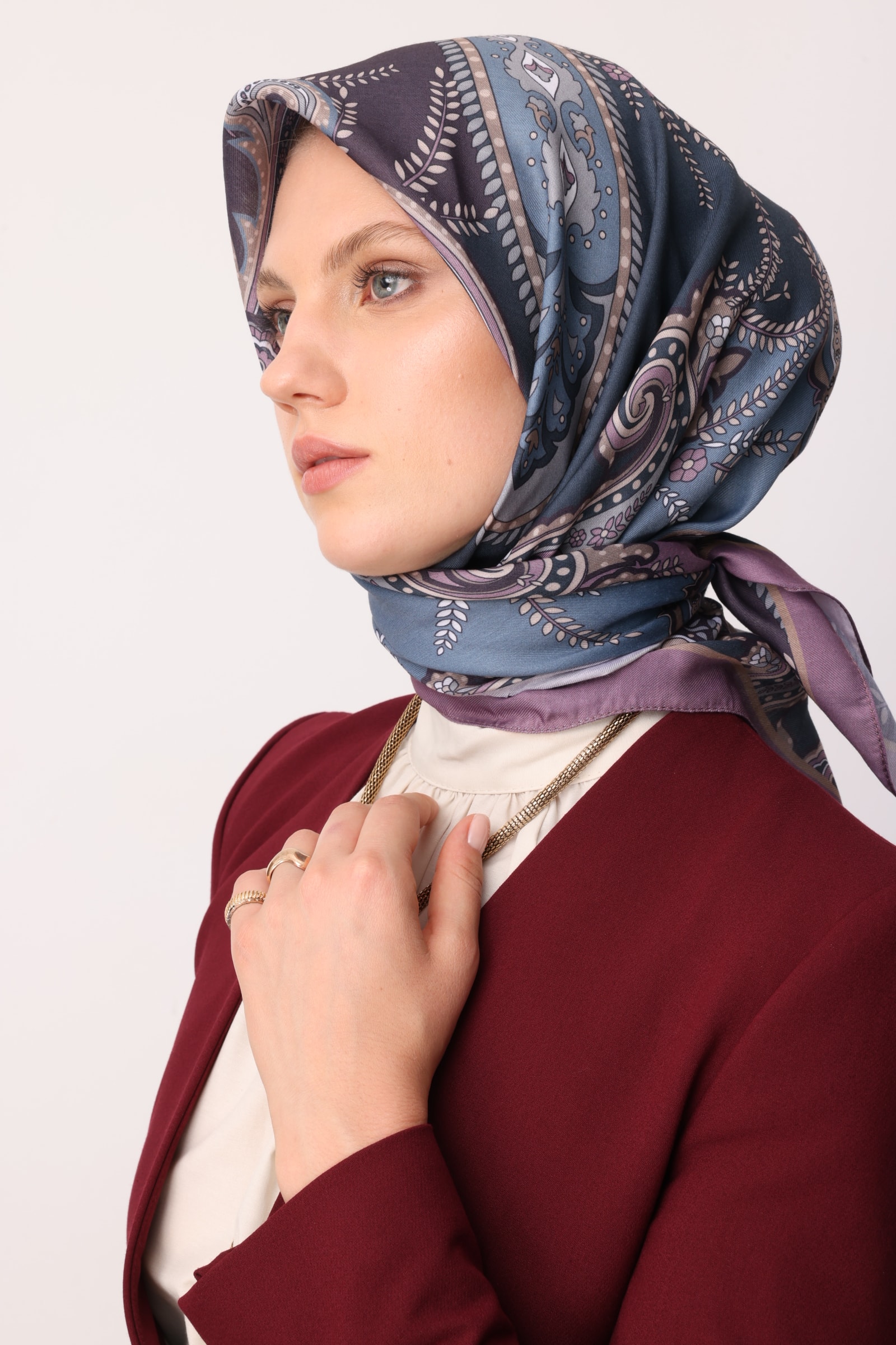 Patterned Cotton Scarf - Lavender