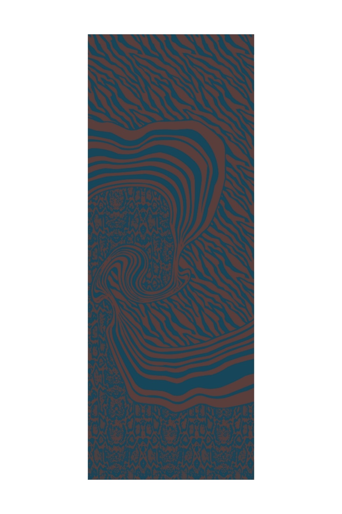 Marrakech Double Sided Shawl - Bitter Coffee-Petroleum Blue