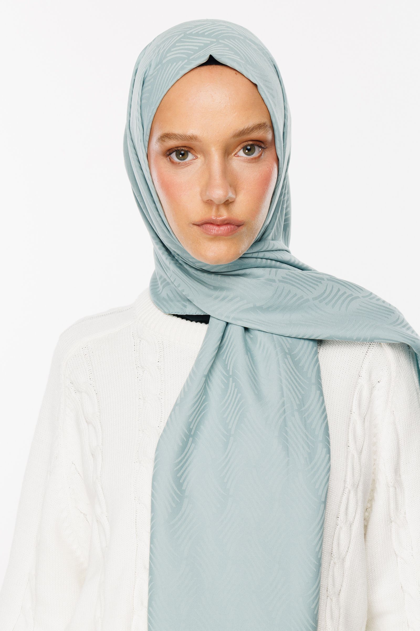Aura Pattern Silk Jacquard Shawl - Cağla