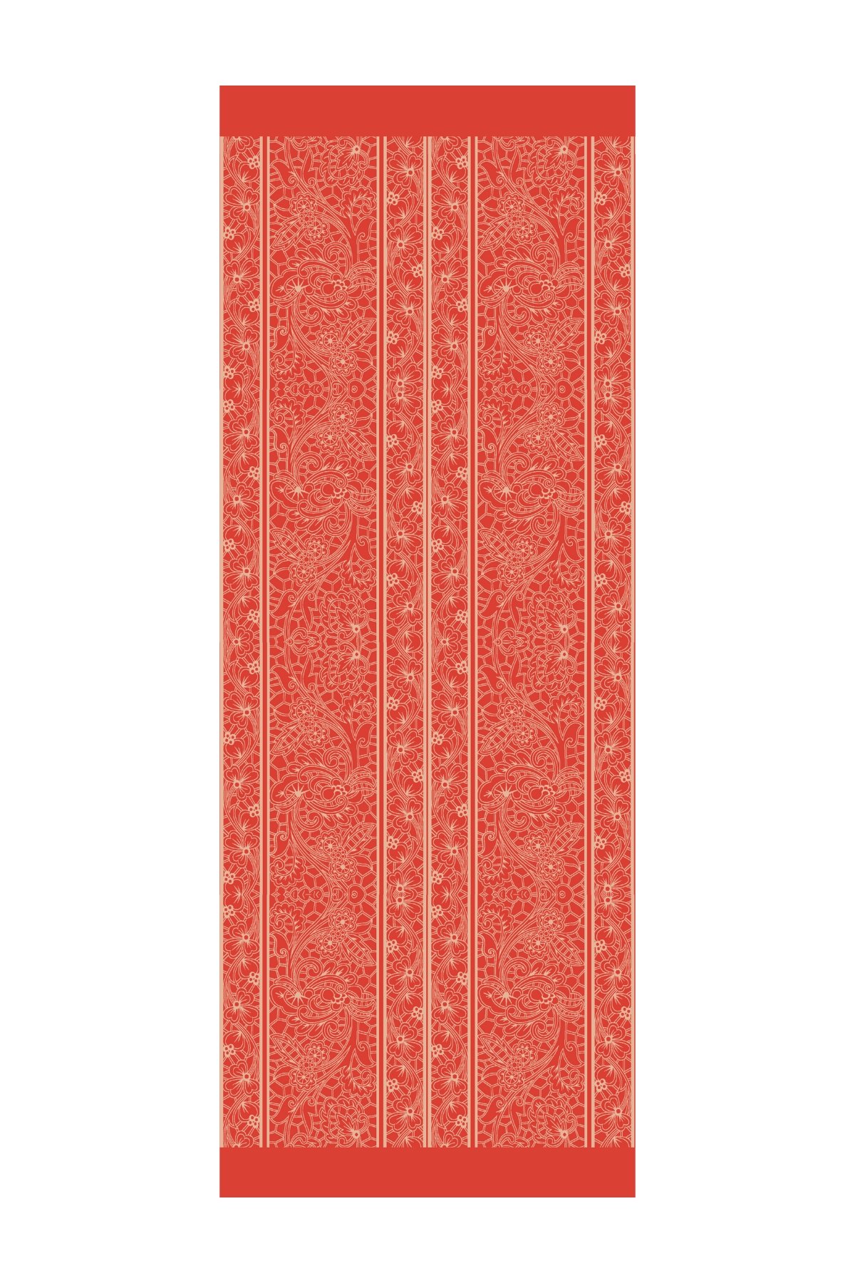 Lavin Pattern Double-Sided Shawl - Mink-Red