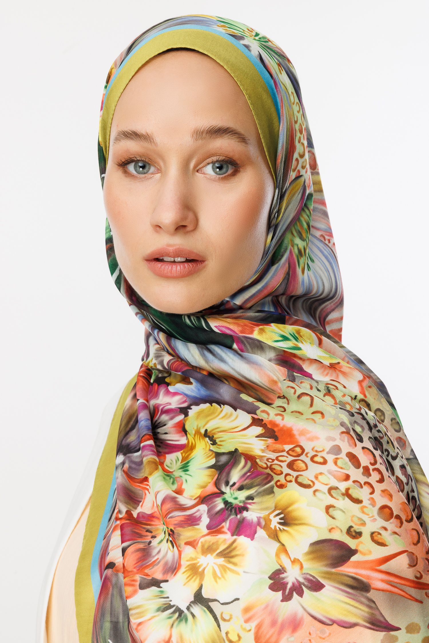 Larin Patterned Cotton Shawl - Pistachio Green