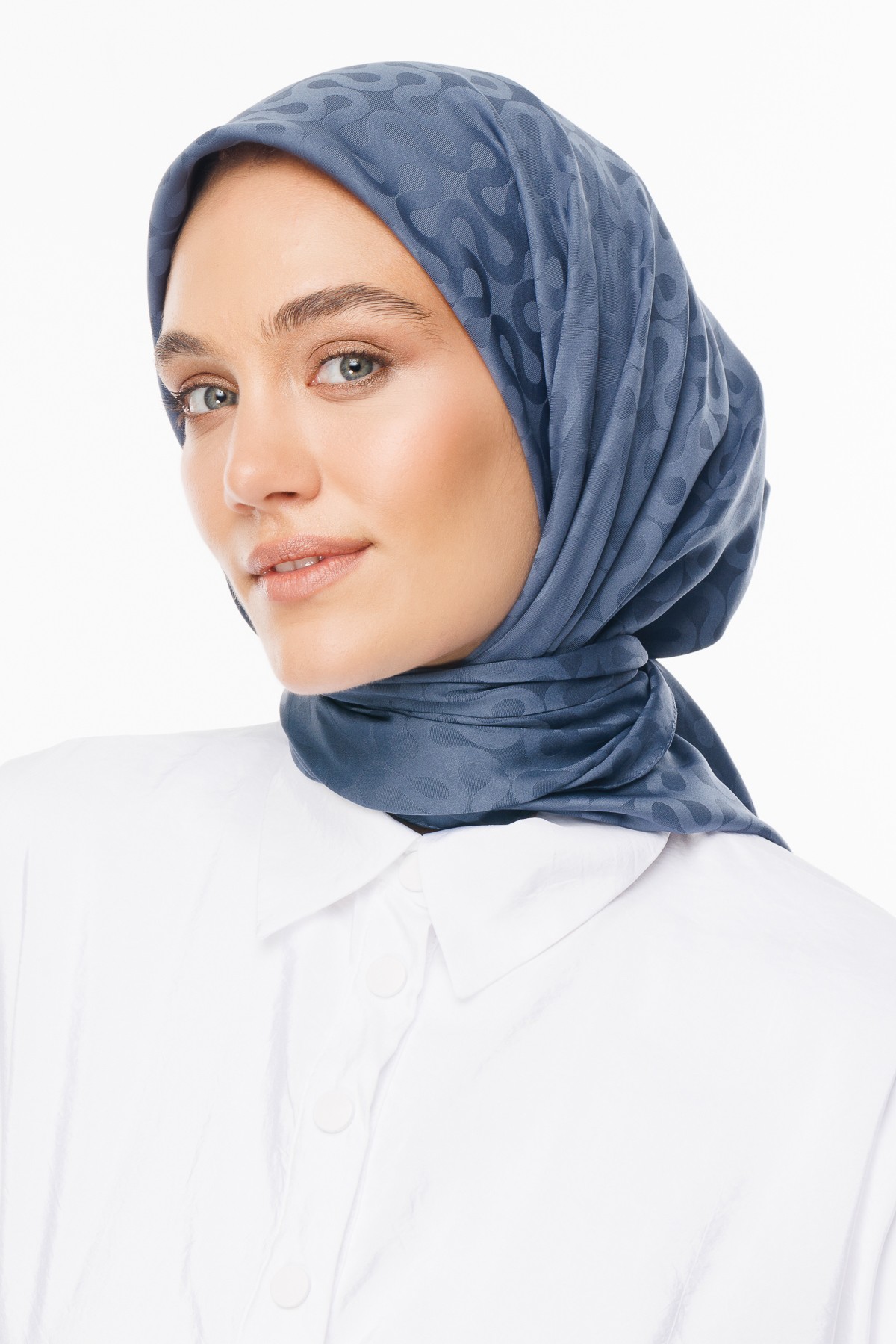 Moon Pattern Silky Jacquard Scarf - Anthracite
