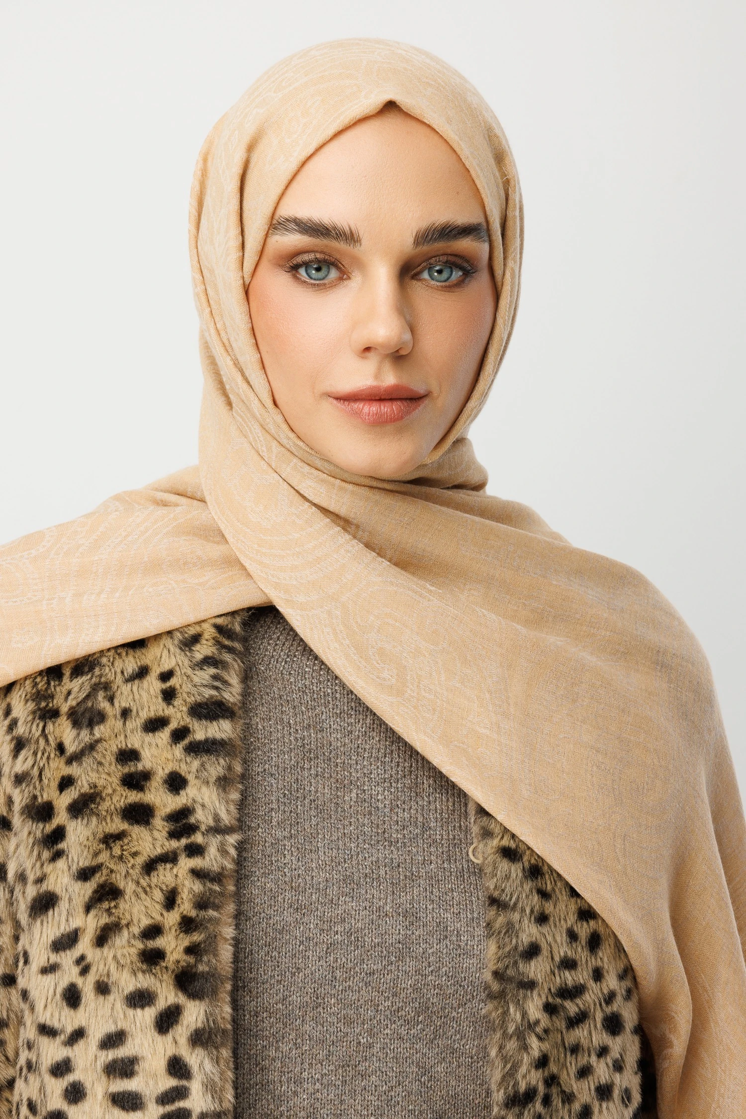 Rumi Desen Yün Kaşmir Şal - Mustard