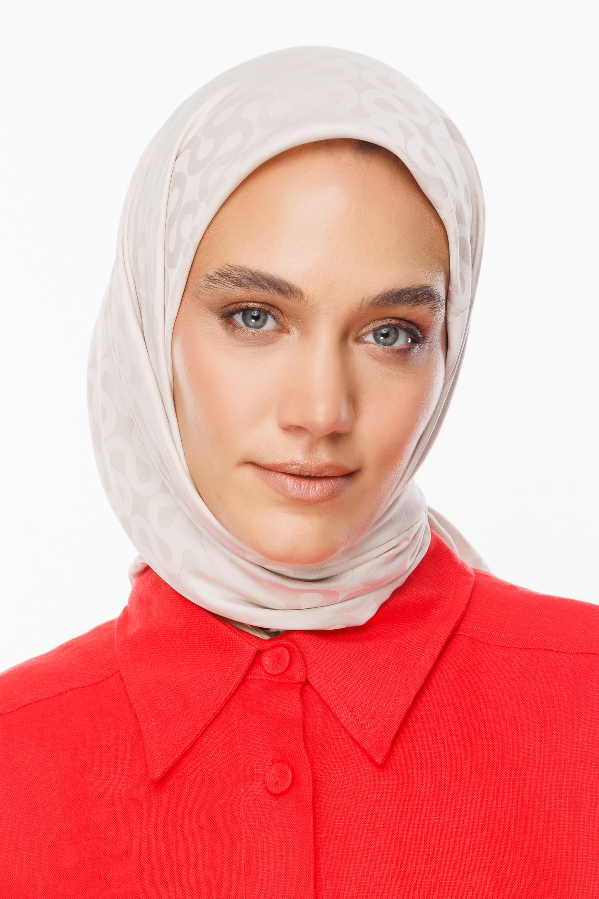 Moon Pattern Silky Jacquard Scarf - Stone Color